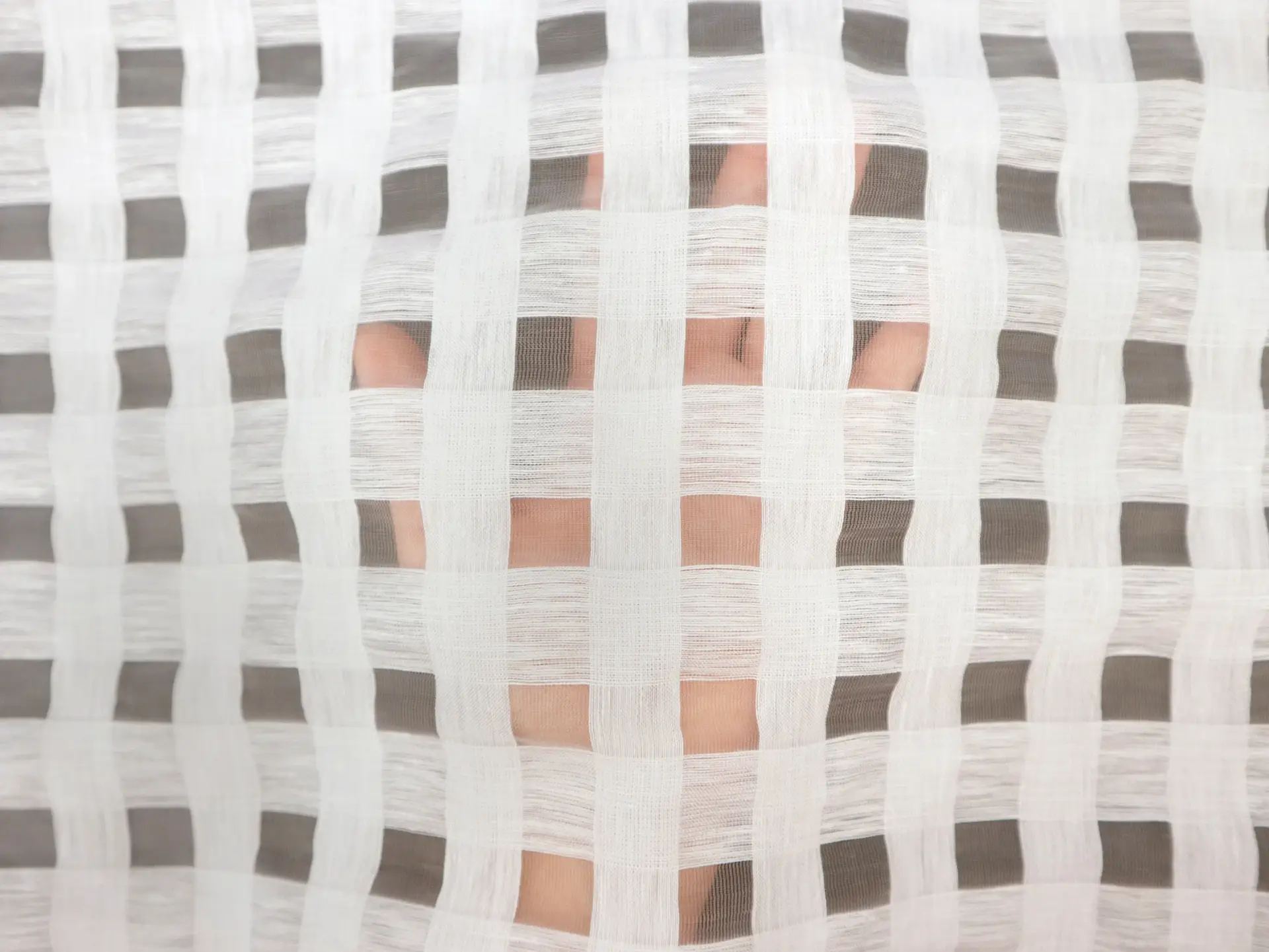Linen & Nylon Plaid Mesh in Ivory