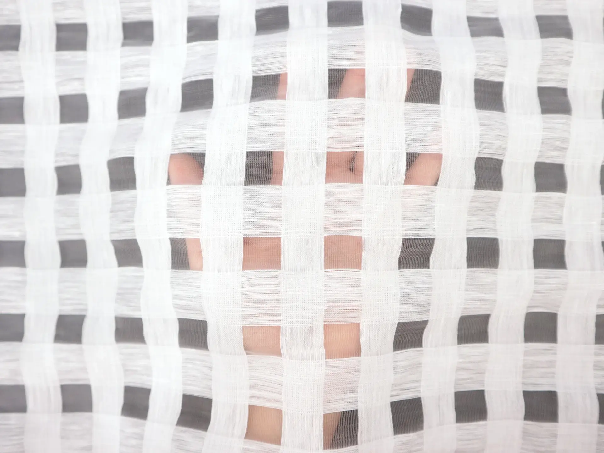 Linen Nylon Plaid Mesh in White