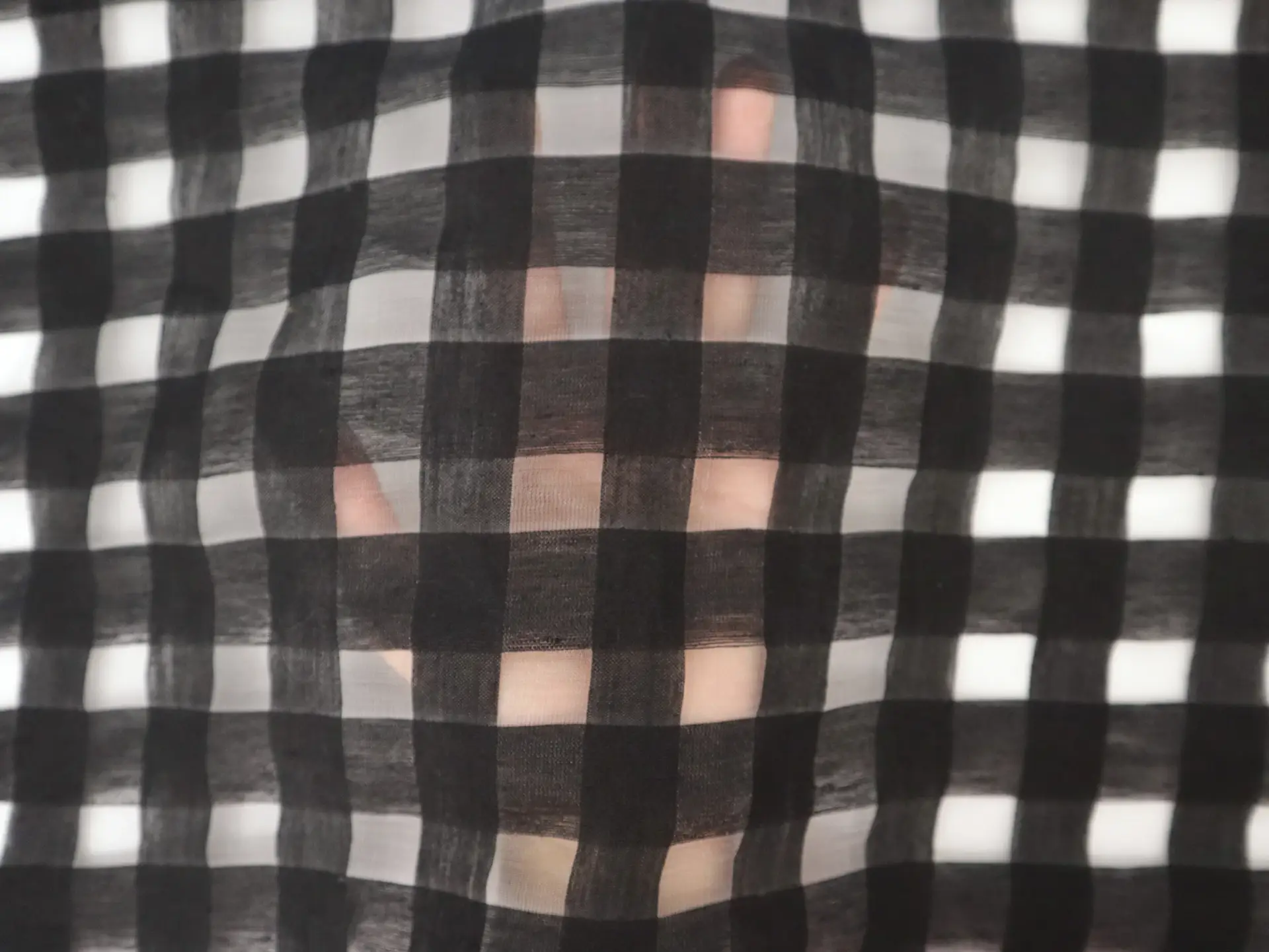 Linen & Nylon Plaid Mesh in Black