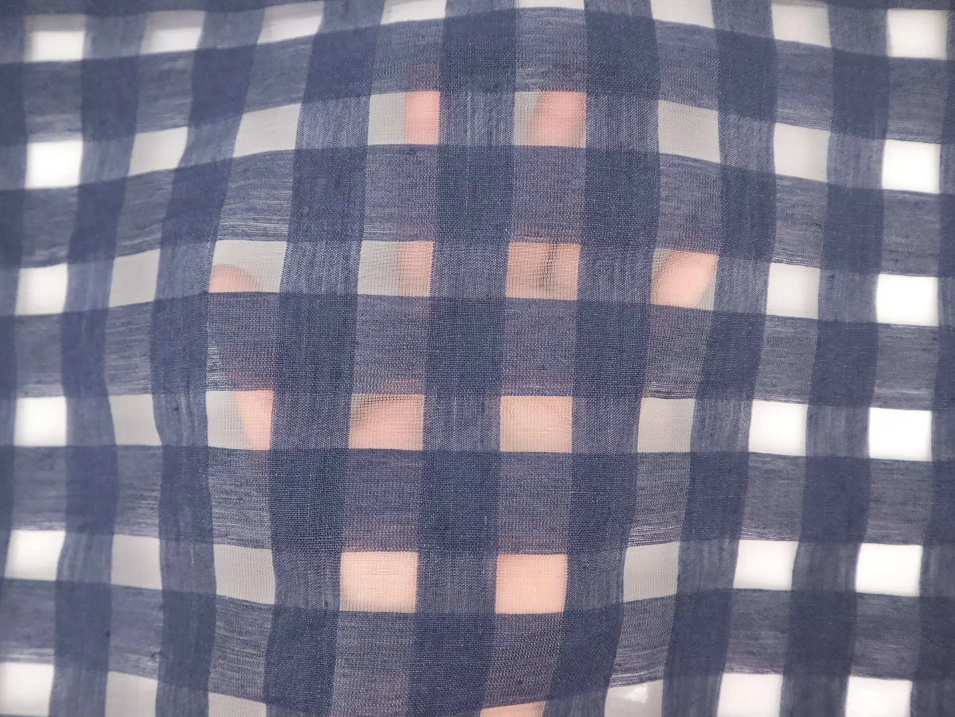 Linen & Nylon Plaid Mesh in Indigo