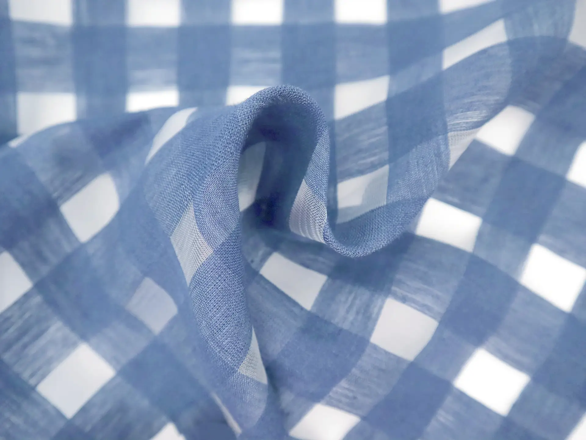 Linen Nylon Plaid Mesh in Raul Blue