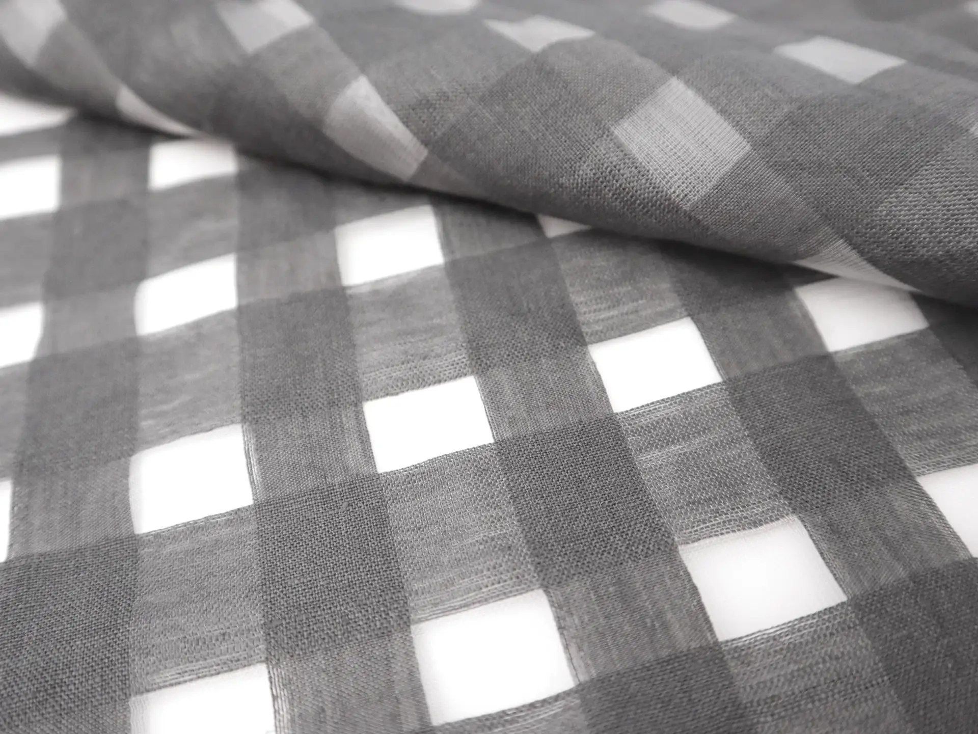 Linen & Nylon Plaid Mesh in Smoke Grey