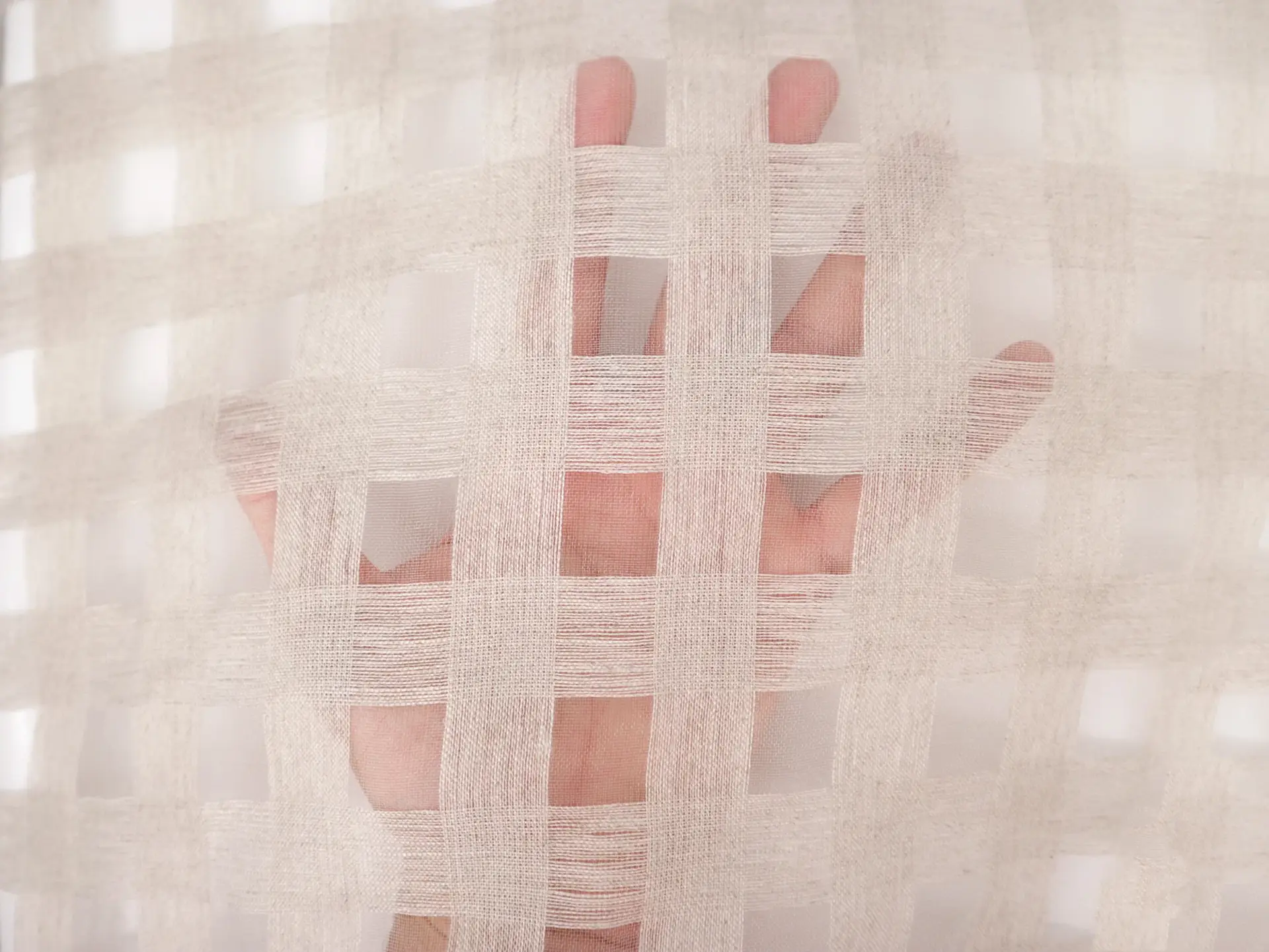 Linen & Nylon Plaid Mesh in Natural