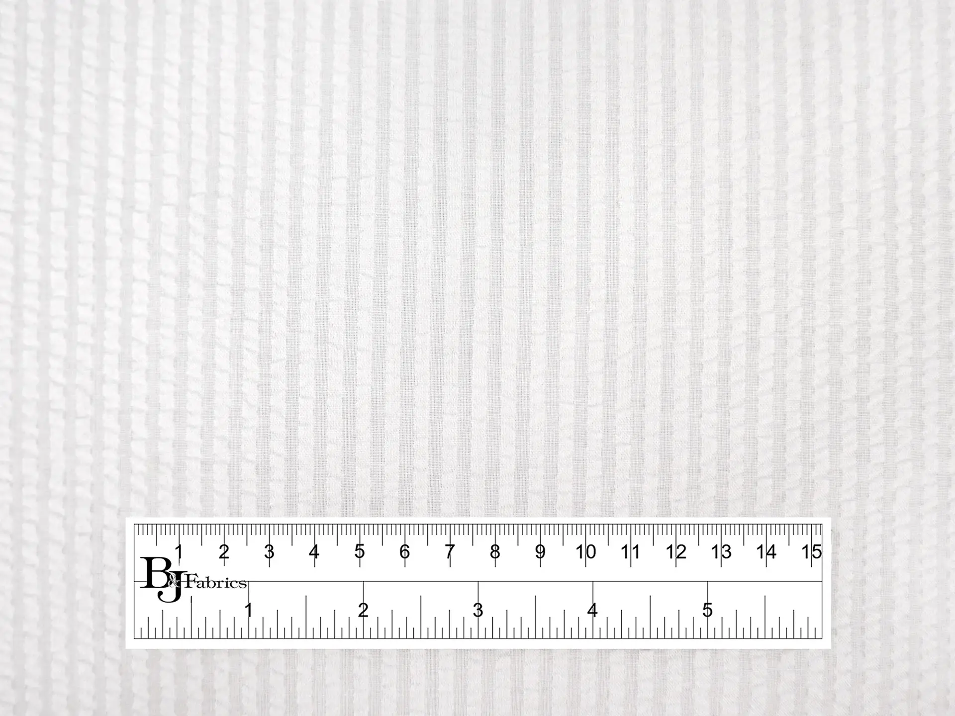 Poly Cotton Seersucker Stripe in White
