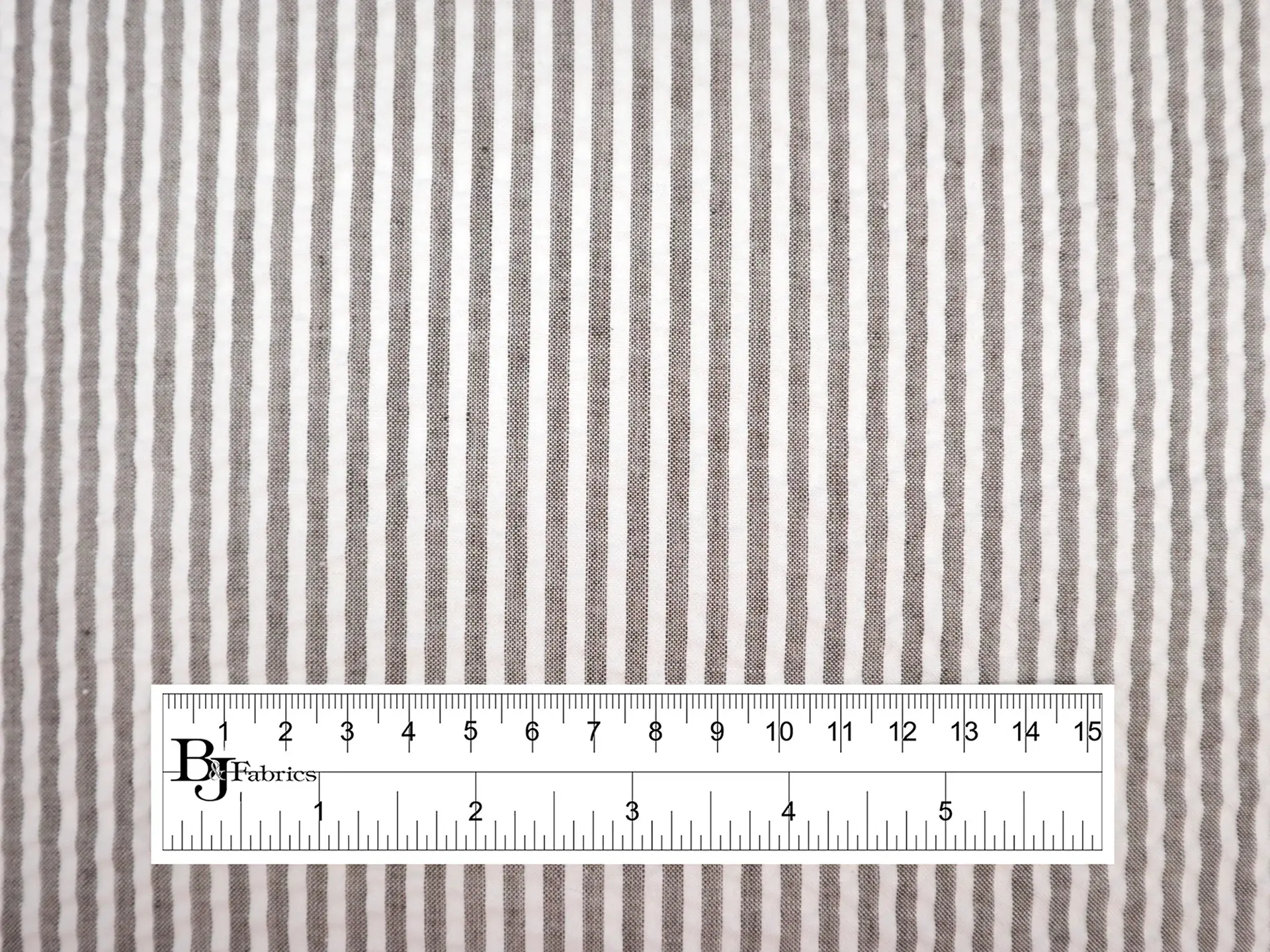 Poly Cotton Seersucker Stripe in Brown