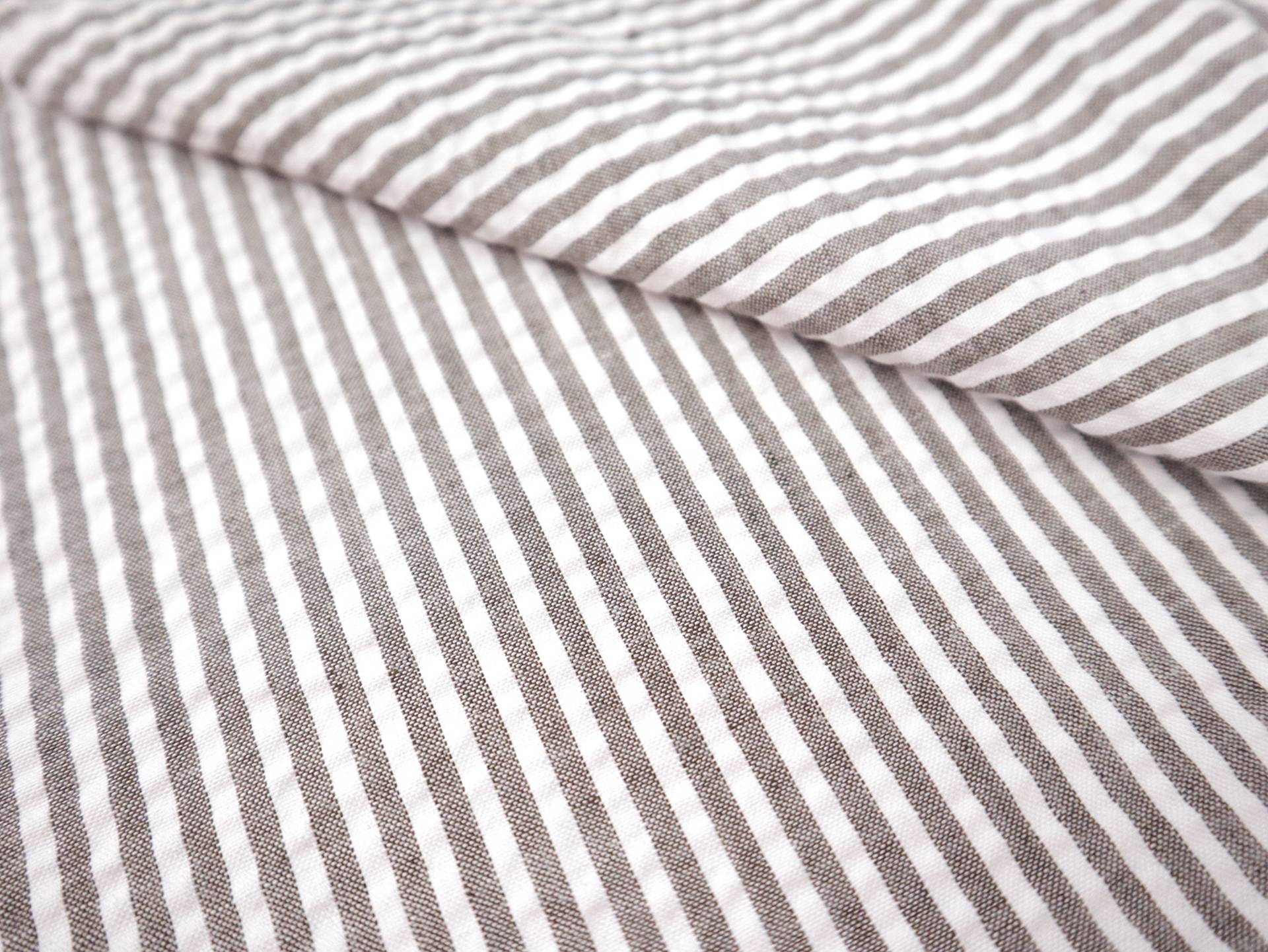 Poly Cotton Seersucker Stripe in Brown