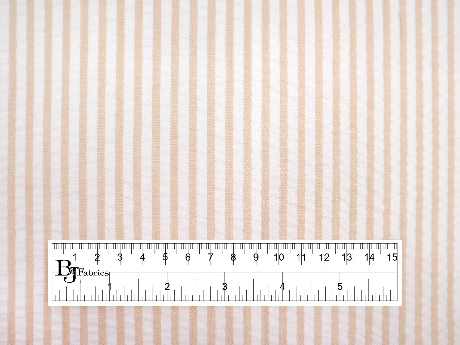 1/4" Striped Cotton Seersucker in Tan