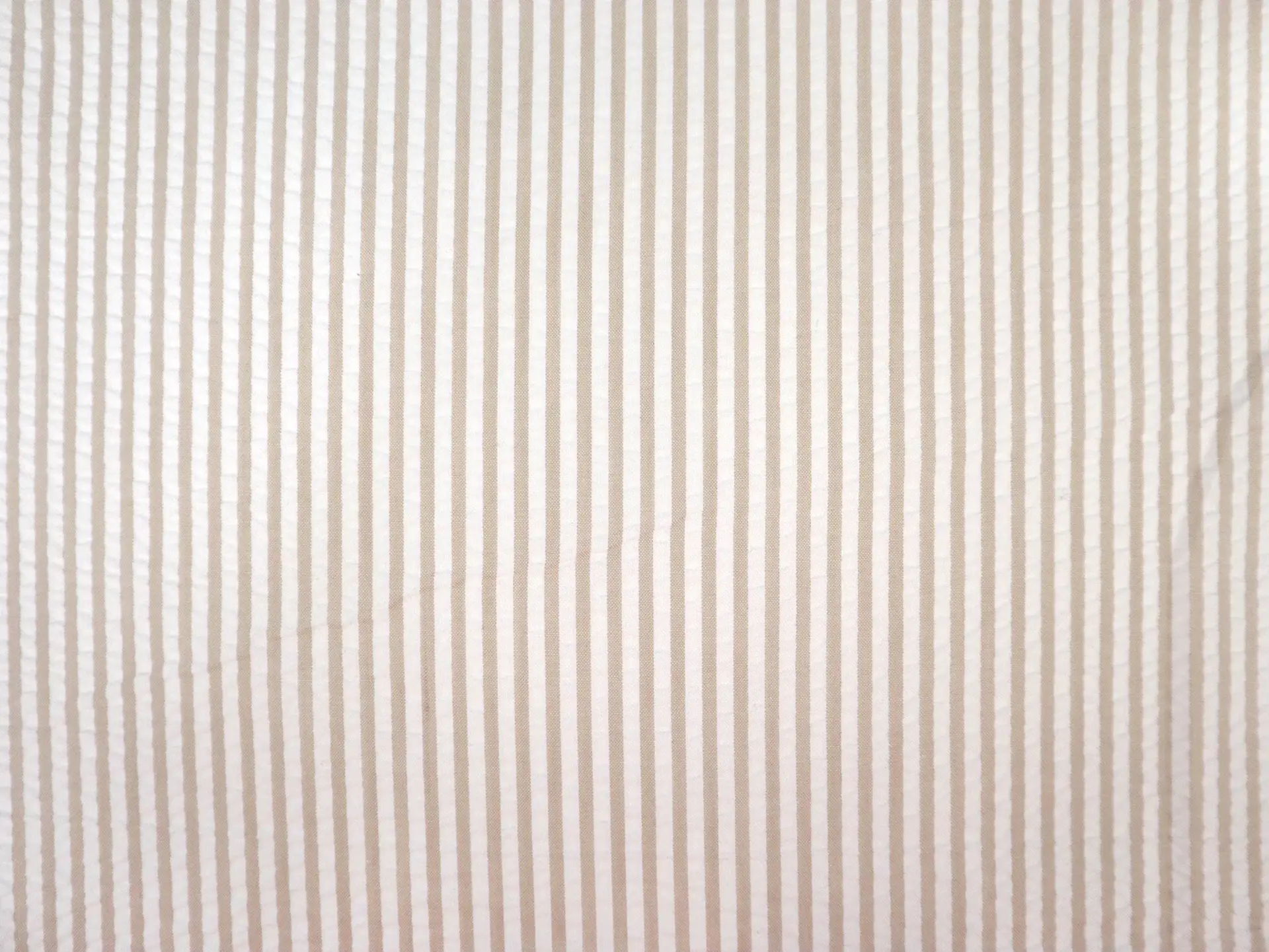 Poly Cotton Seersucker Stripe in Khaki