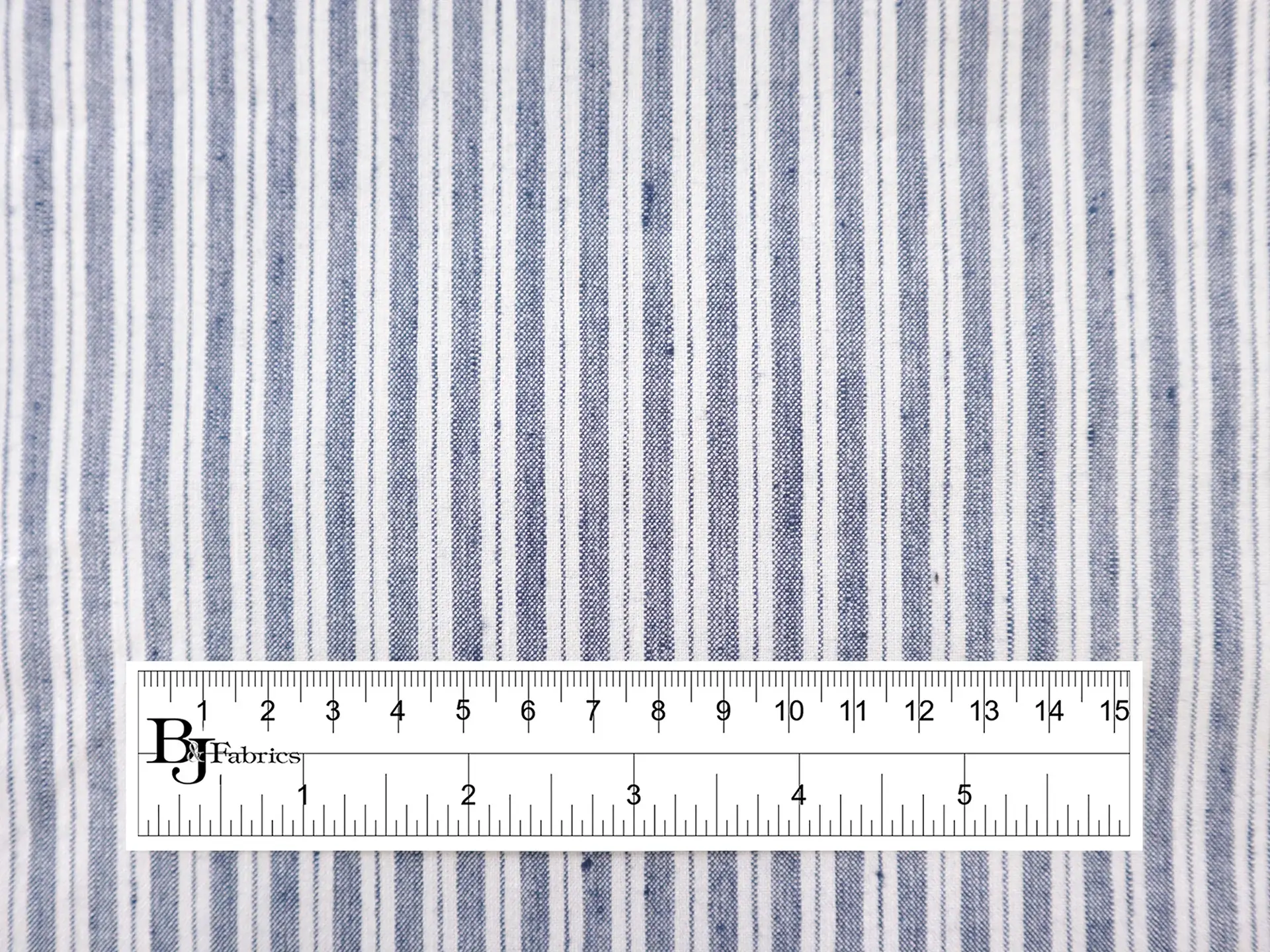 Stretch Linen with Ticking Stripe in Indigo