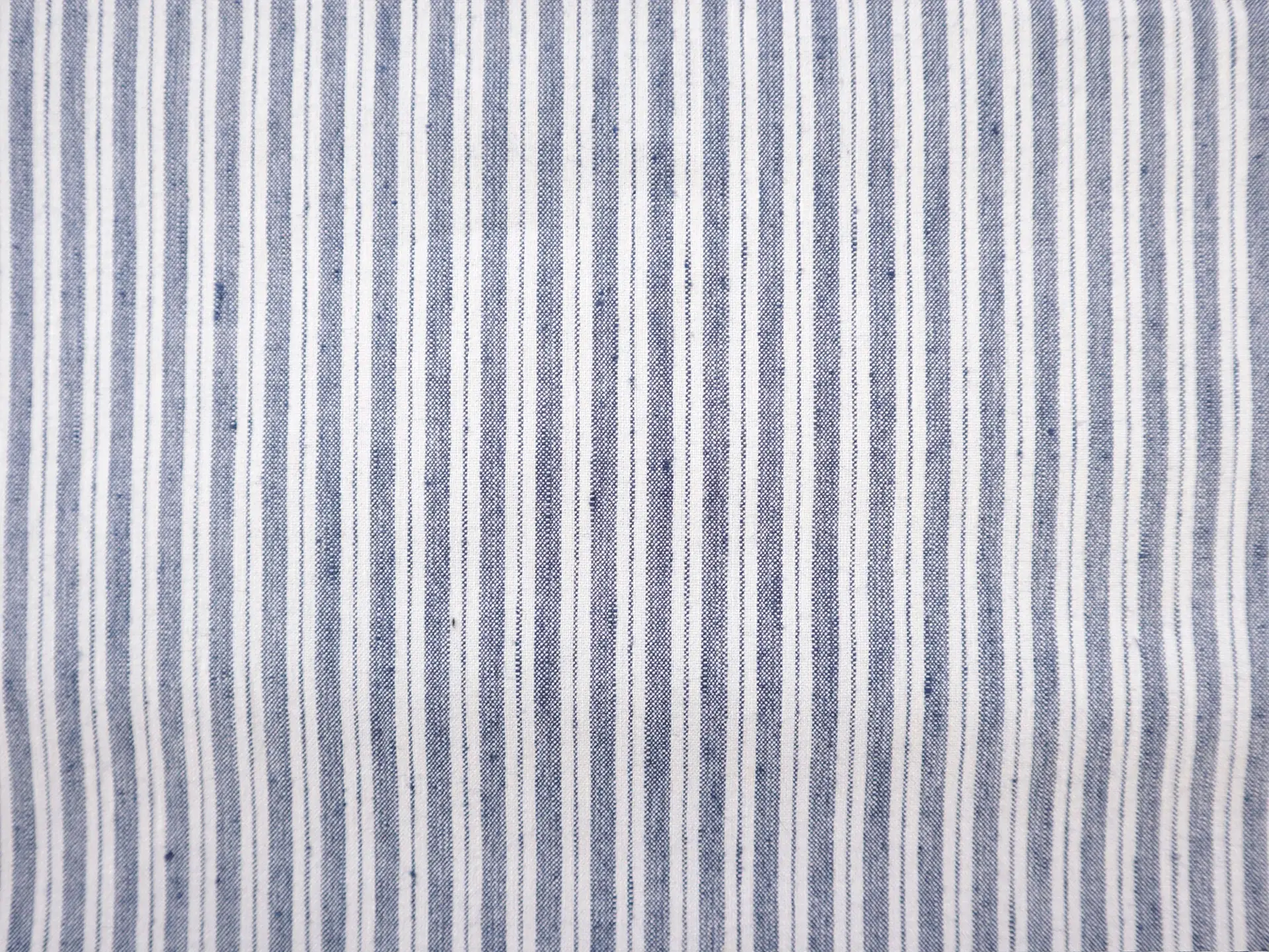 Stretch Linen with Ticking Stripe in Indigo