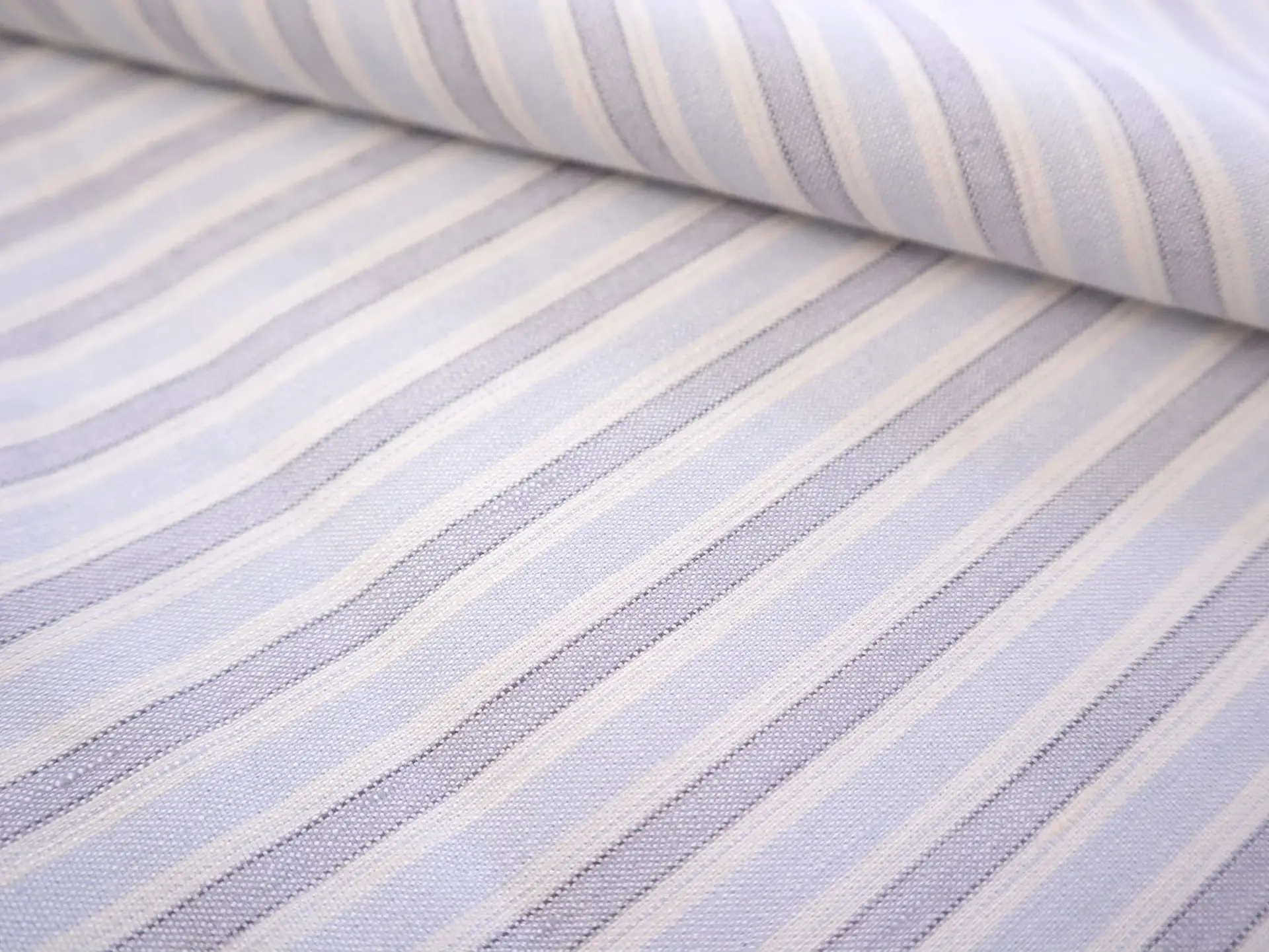 Stretch Linen with Multi Track Stripes in Light Blue