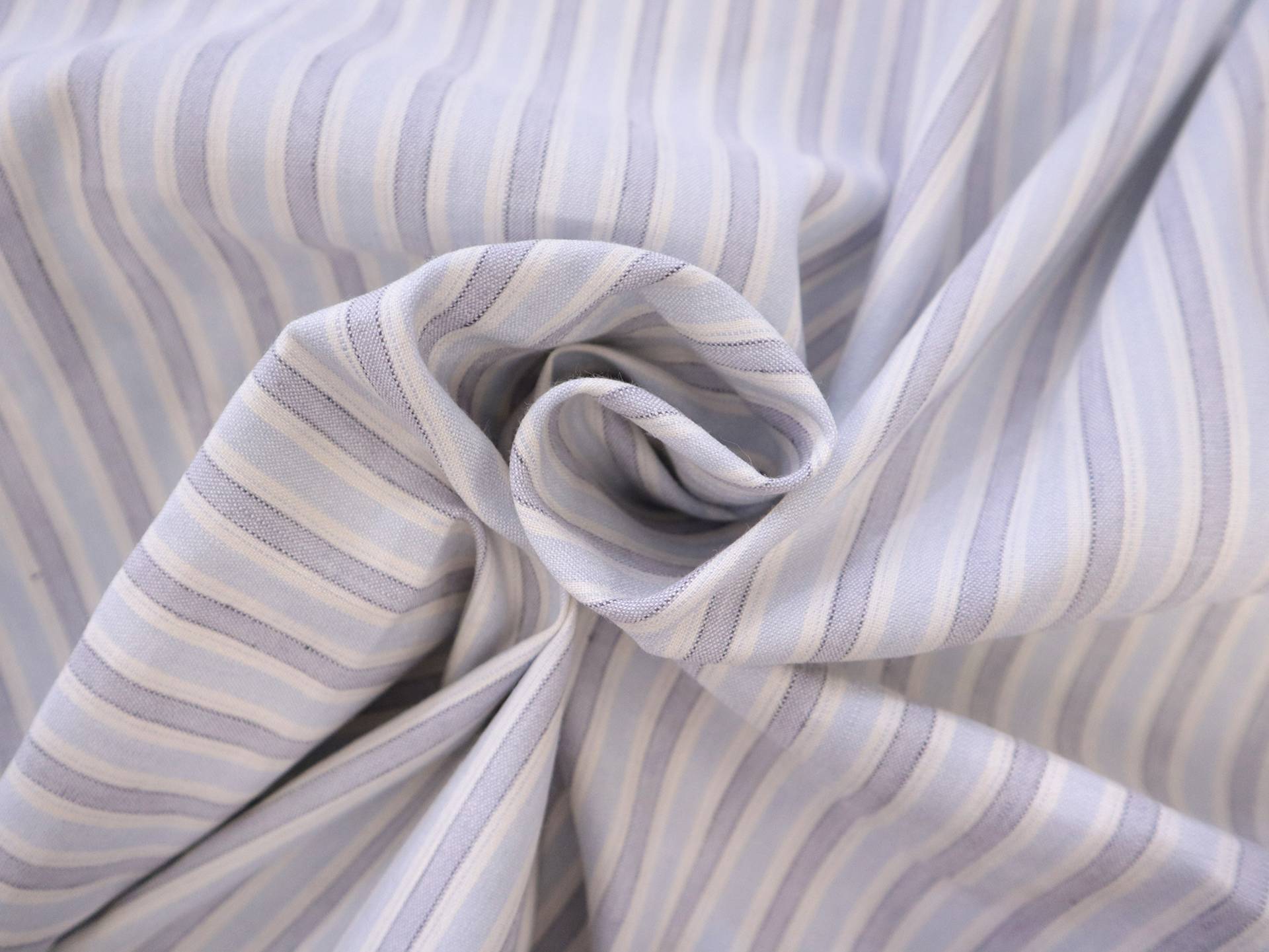 Stretch Linen with Multi Track Stripes in Light Blue