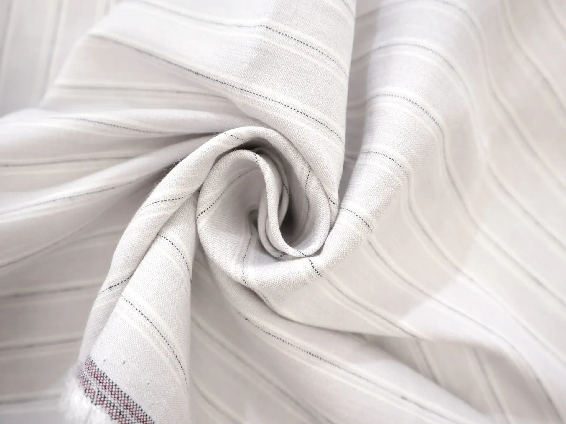 Stretch Linen with Multi Track Stripes in Light Grey