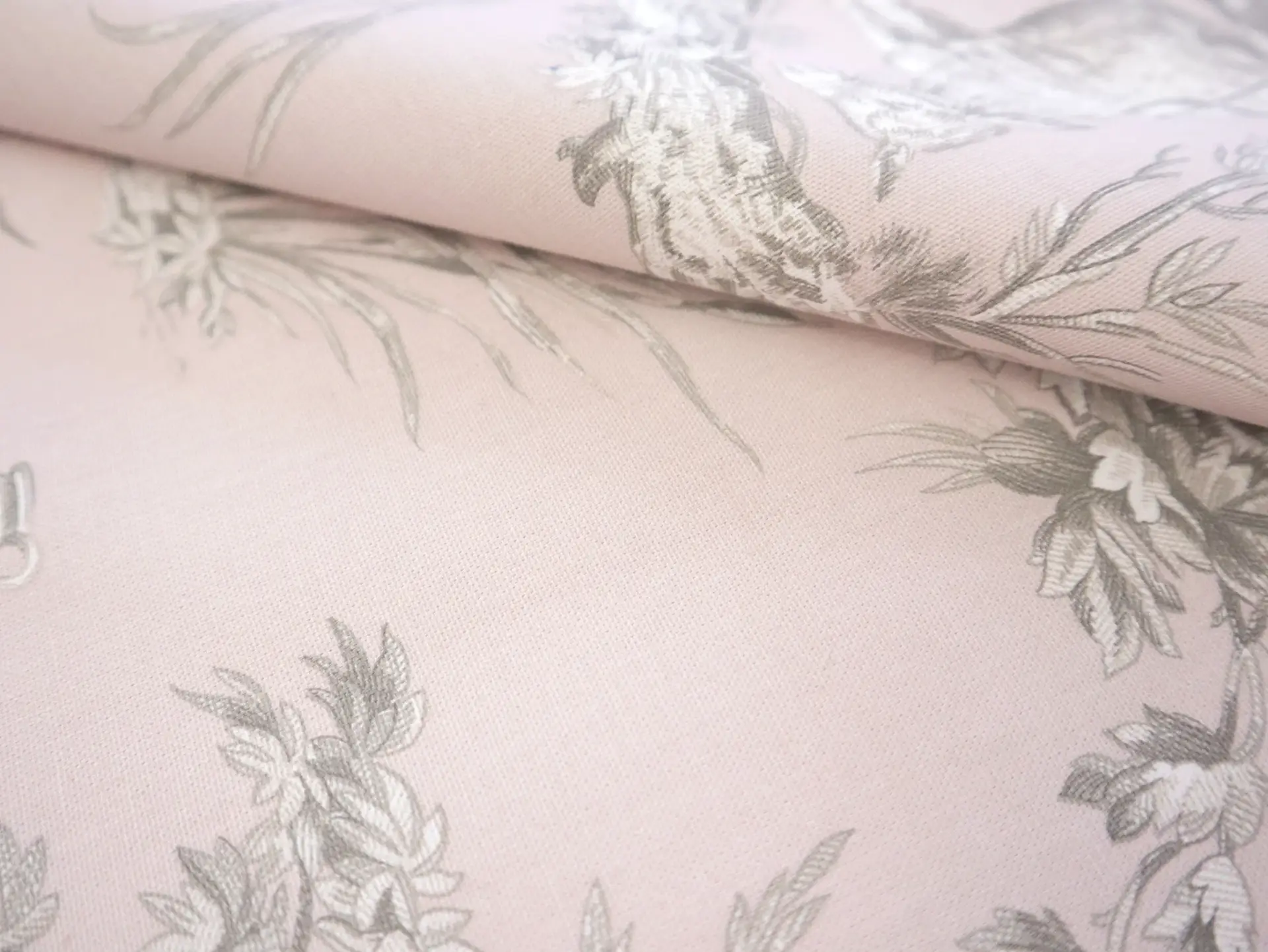 Cotton Canvas Toile de Jouy in Rose Pink