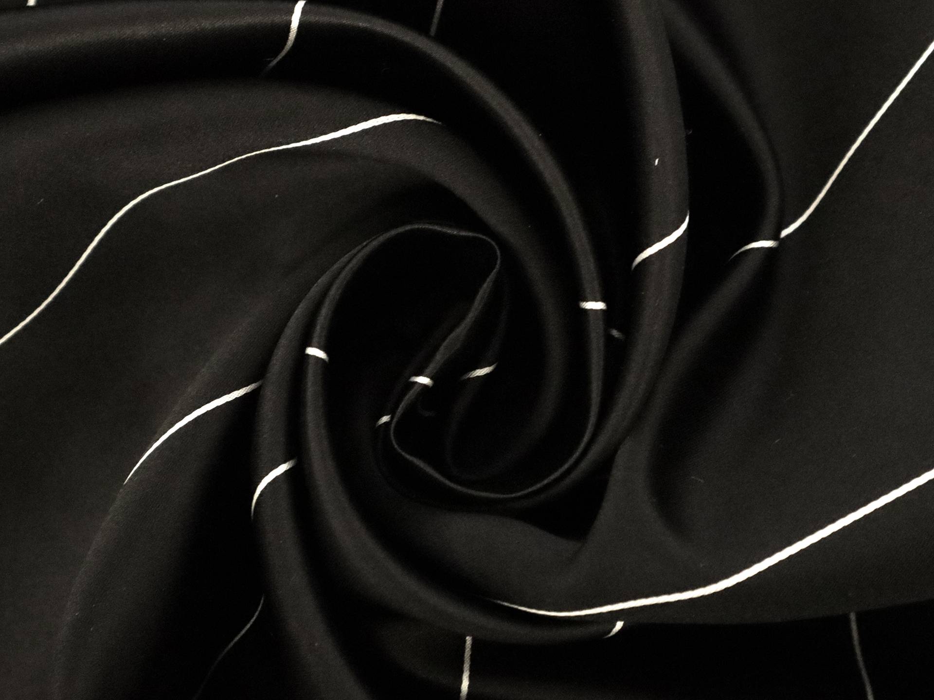 Double Face Silk Satin Stripe in Black and White