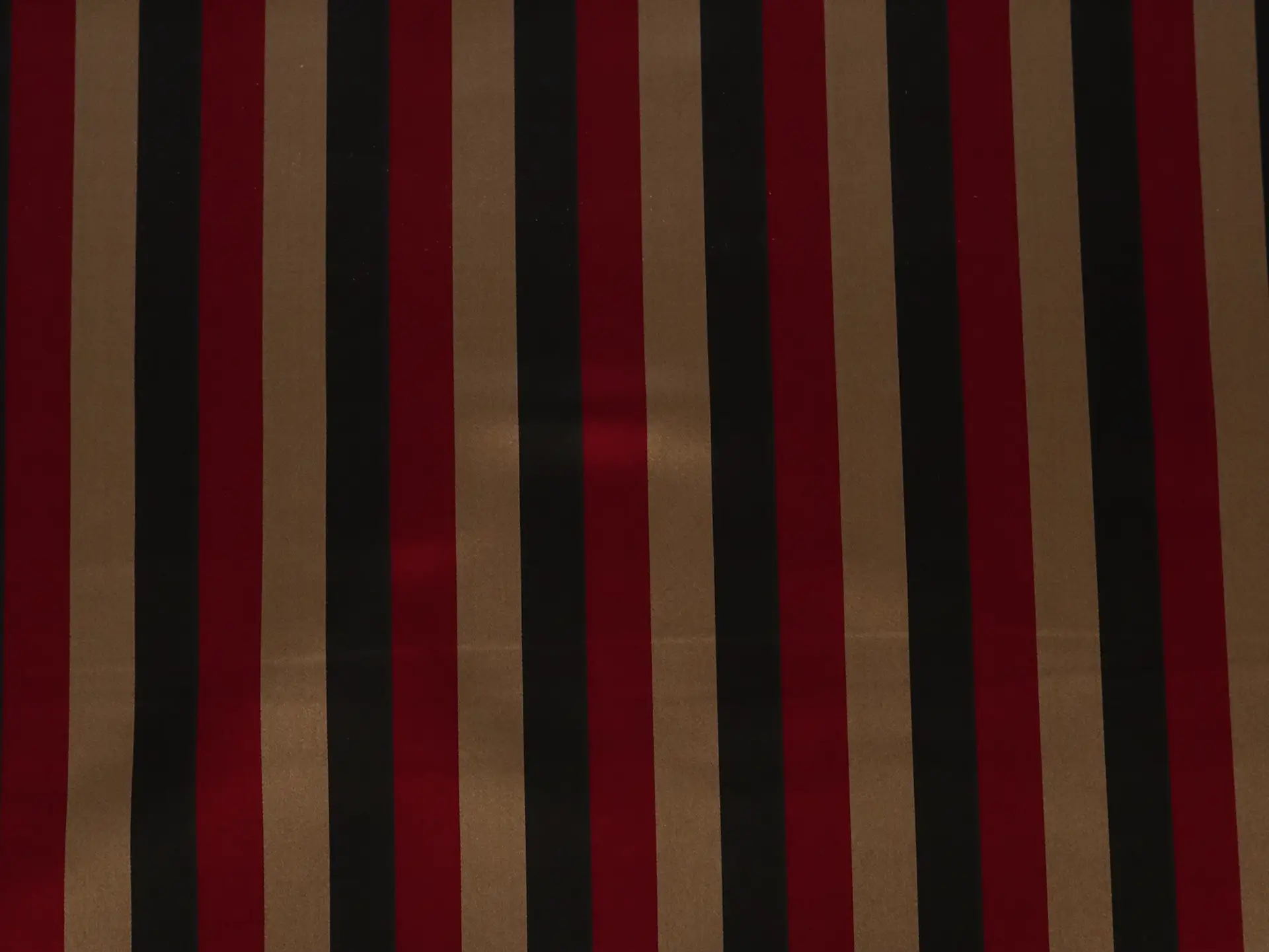 Double Face Silk Satin Stripe in Crimson, Black, and Sand