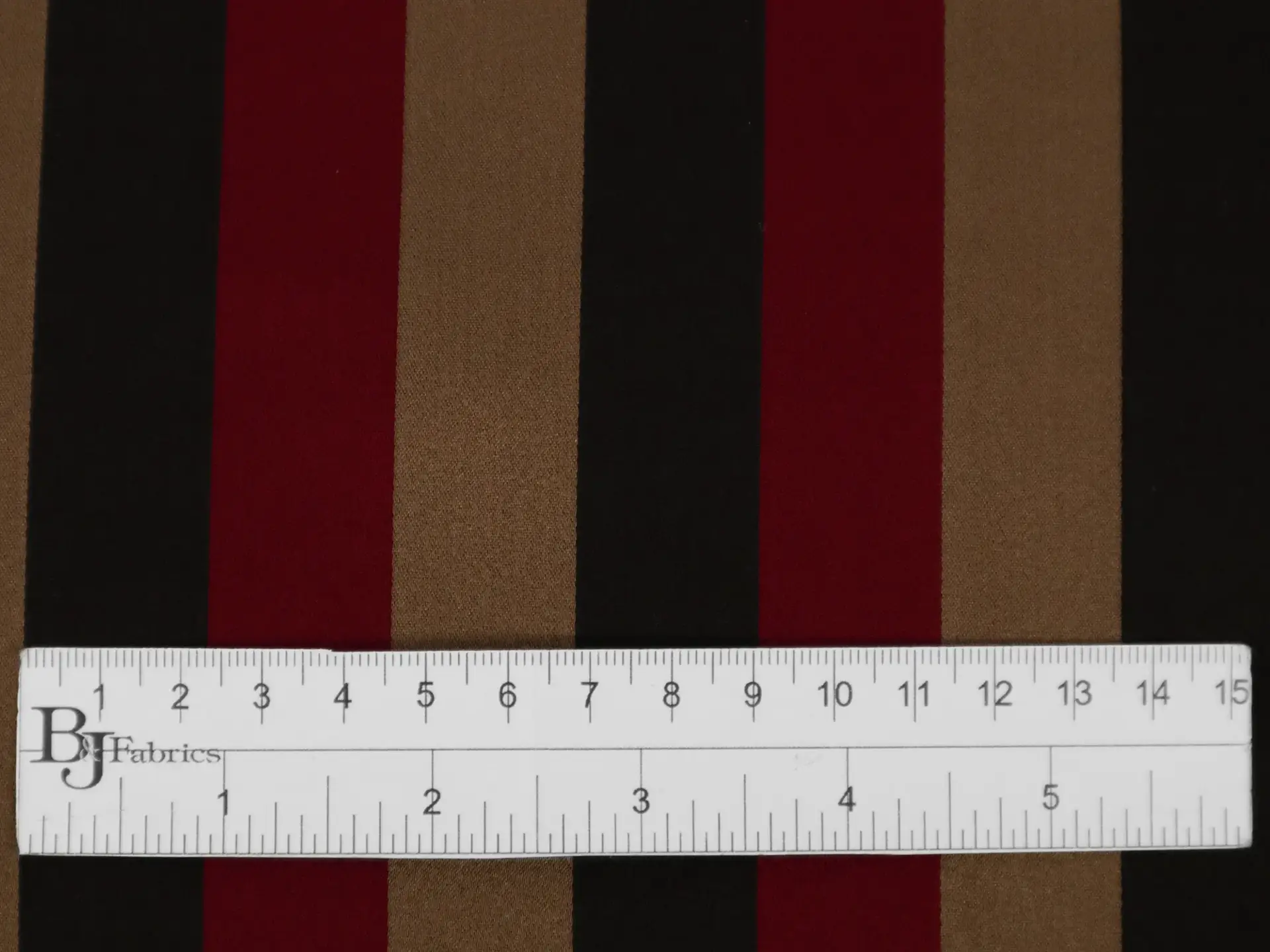 Double Face Silk Satin Stripe in Crimson, Black, and Sand