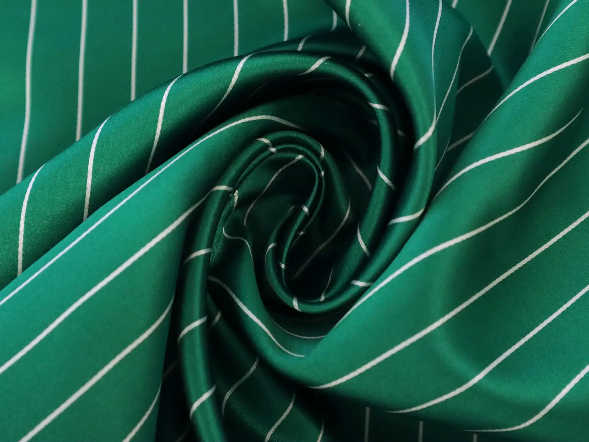 Double Faced Silk Satin Stripe in Emerald 