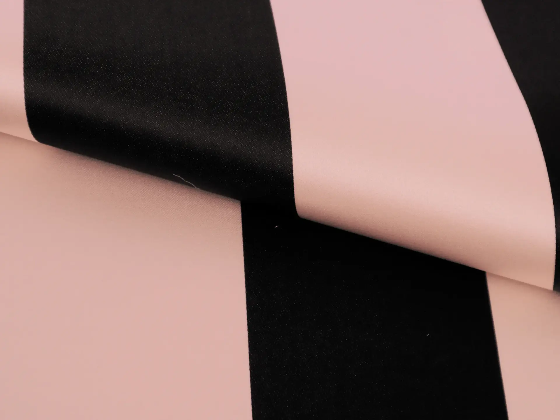 Double Face Silk Satin Stripe in Black and Pink