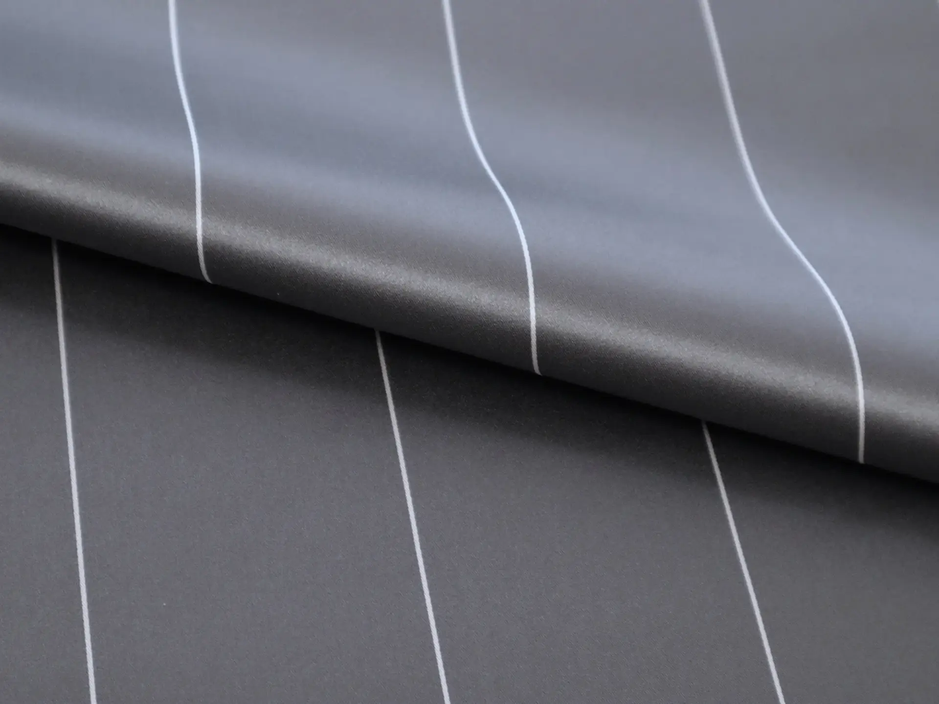 Double Face Silk Satin Stripe in Slate Grey and White