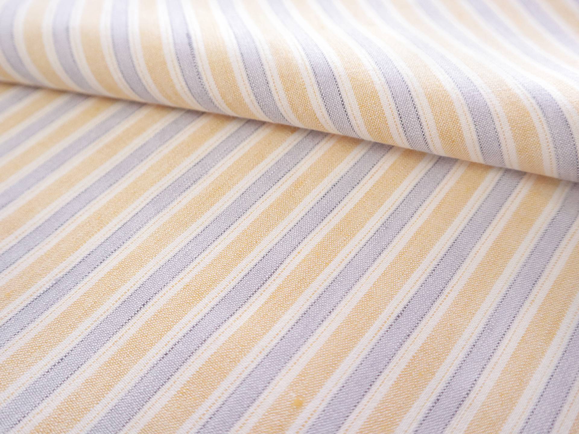 Stretch Linen with Multi Track Stripes in Yellow