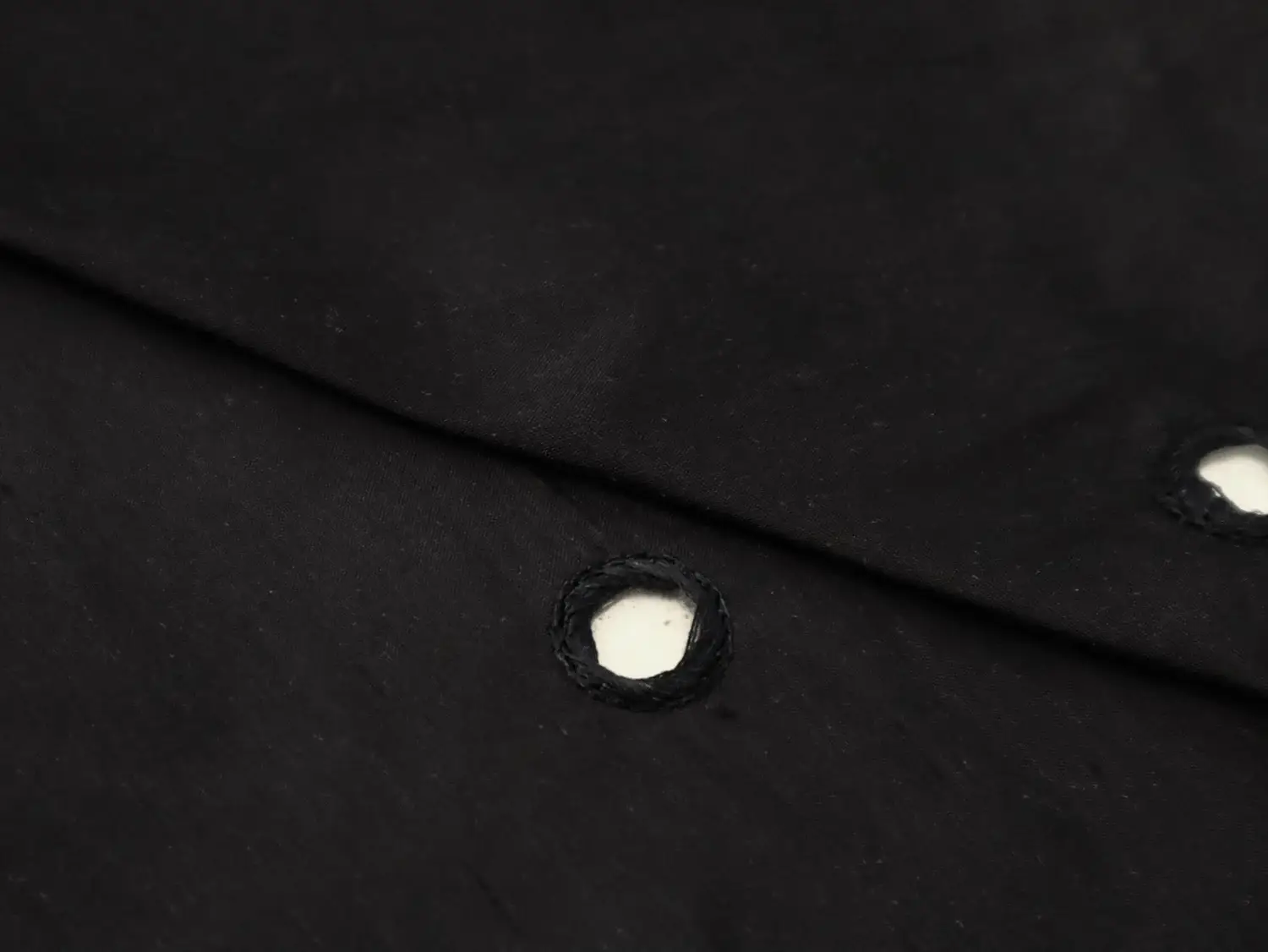Embroidered Mirror on Silk Shantung in Midnight Navy