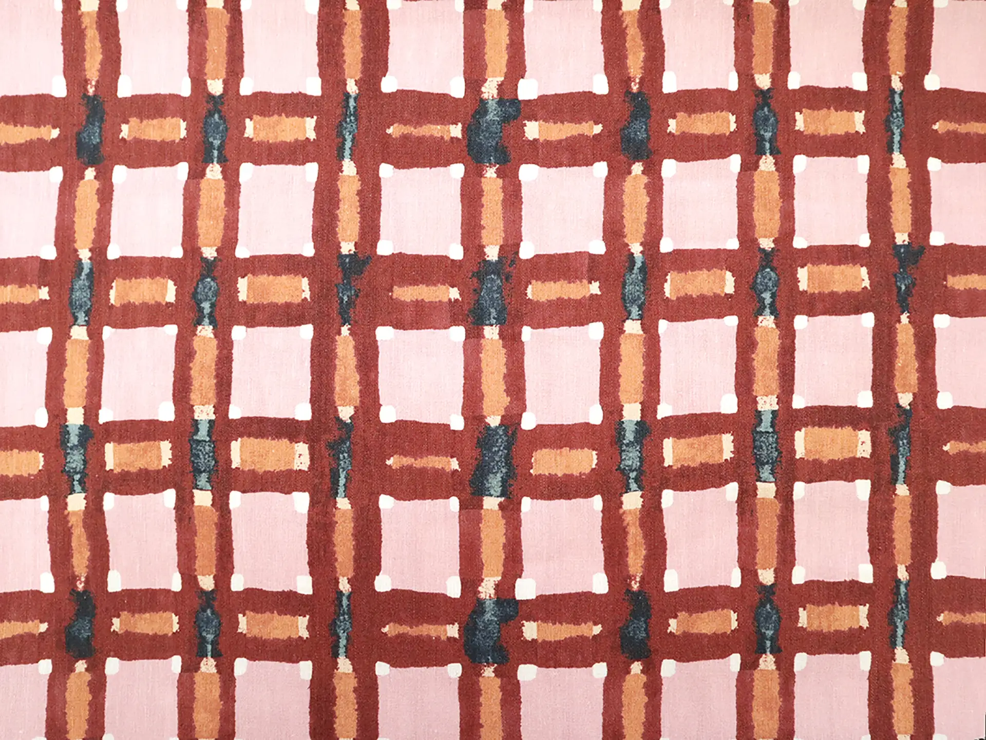 Stretch Linen with Brushstrokes Plaid Print