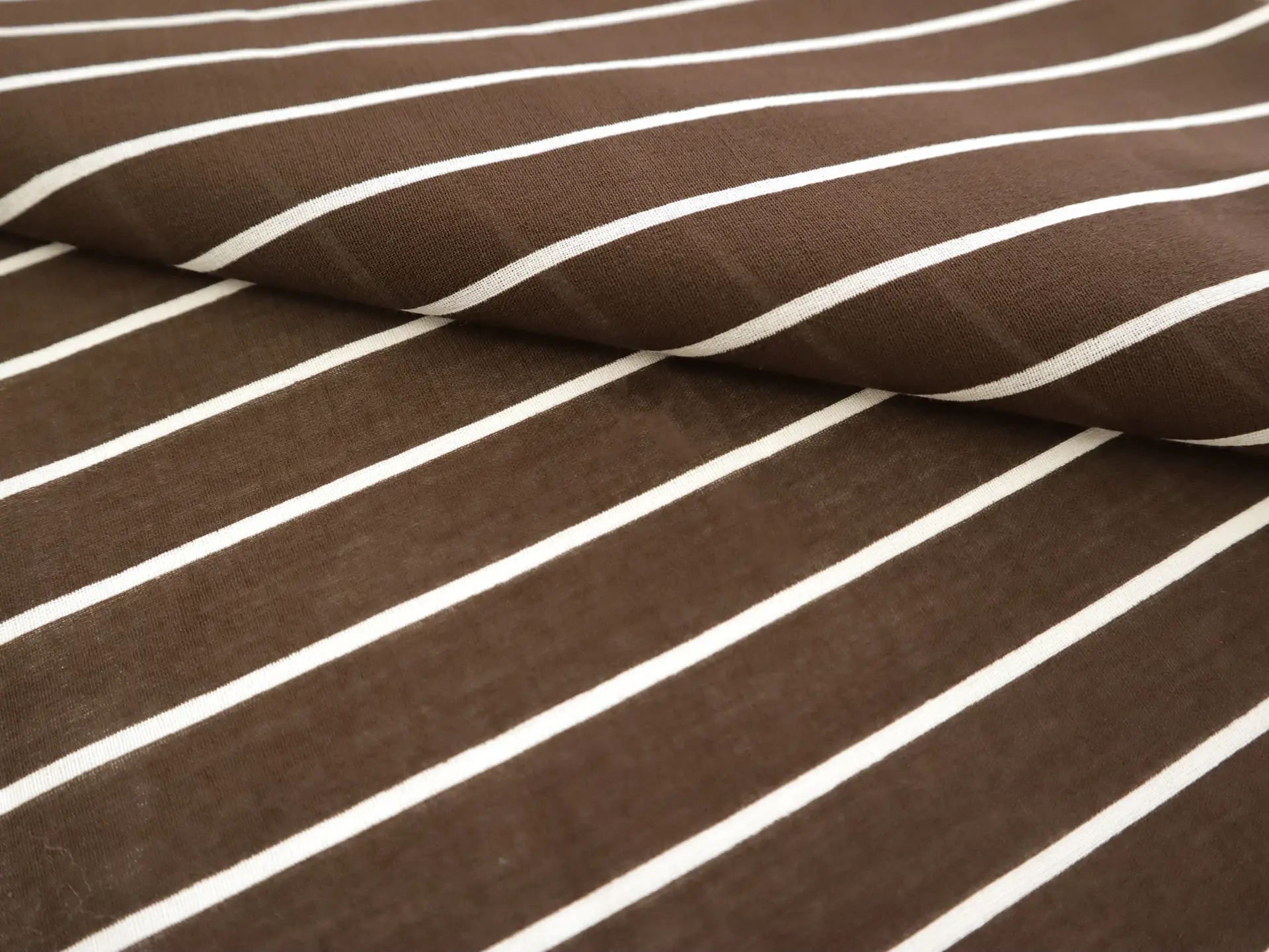 Striped Cotton Voile in Brown & White