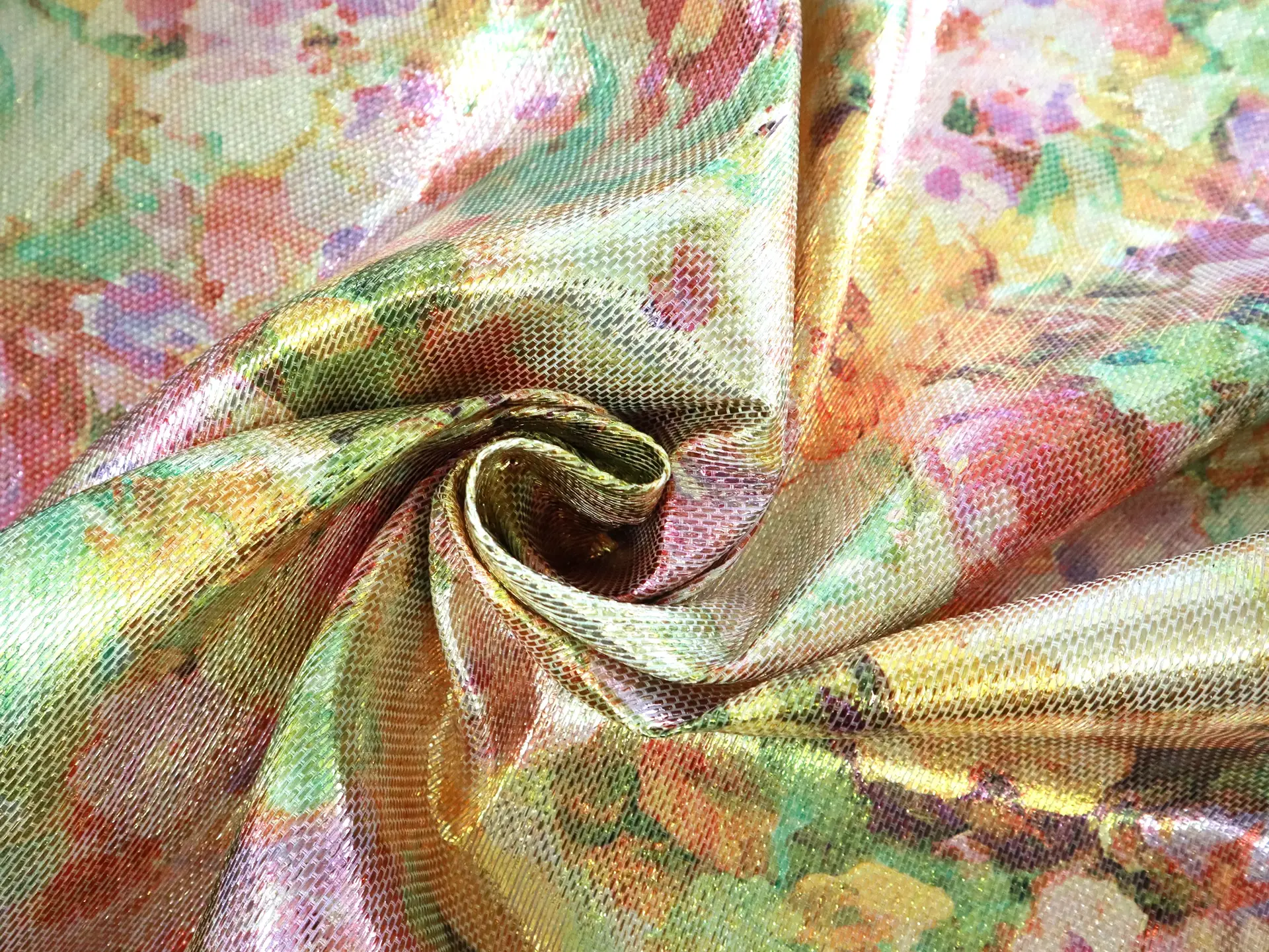 Metallic Raffia with Floral Print