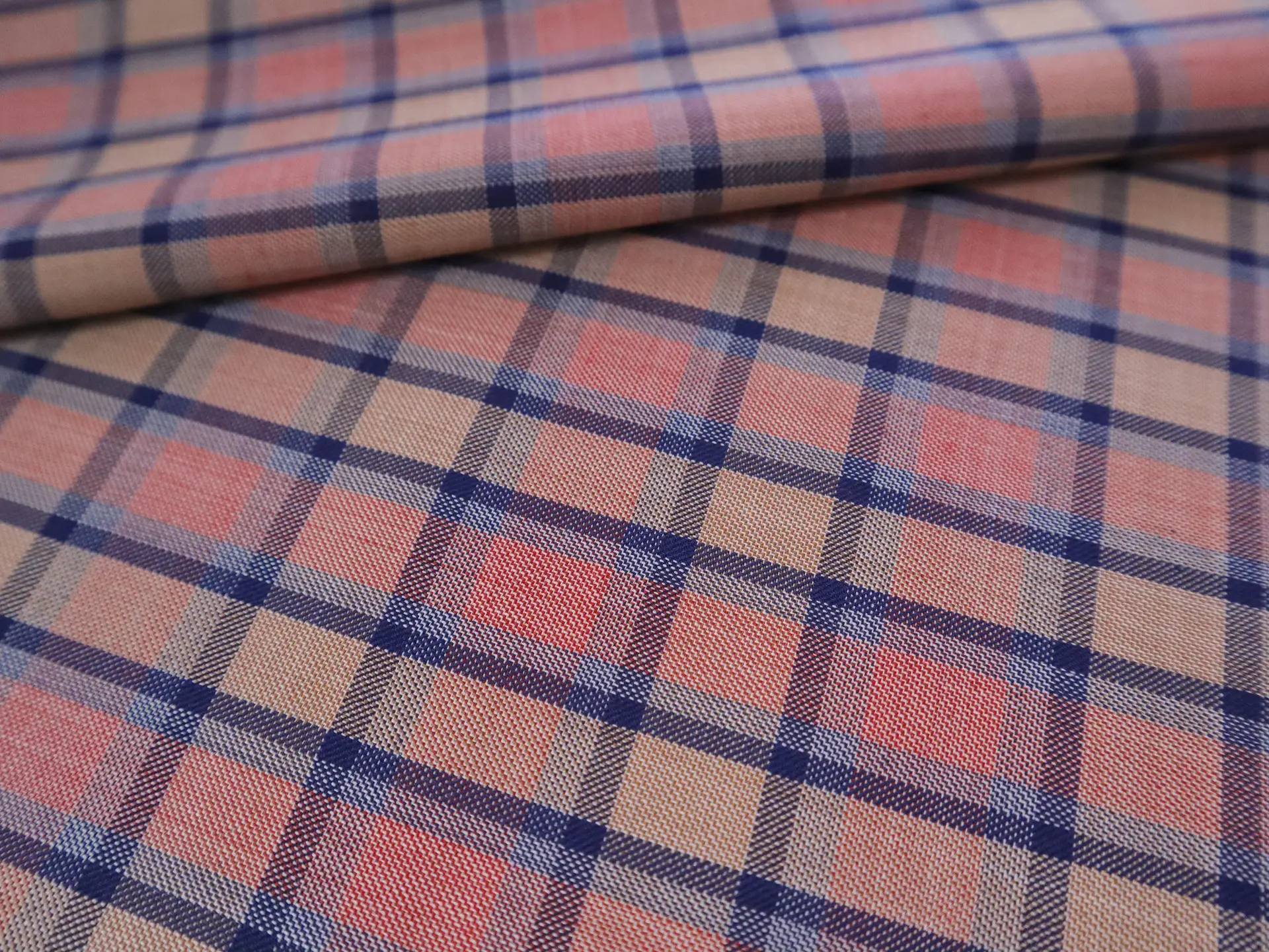 Super Fine Wool Blend Plaid Suiting in Strawberry Pink