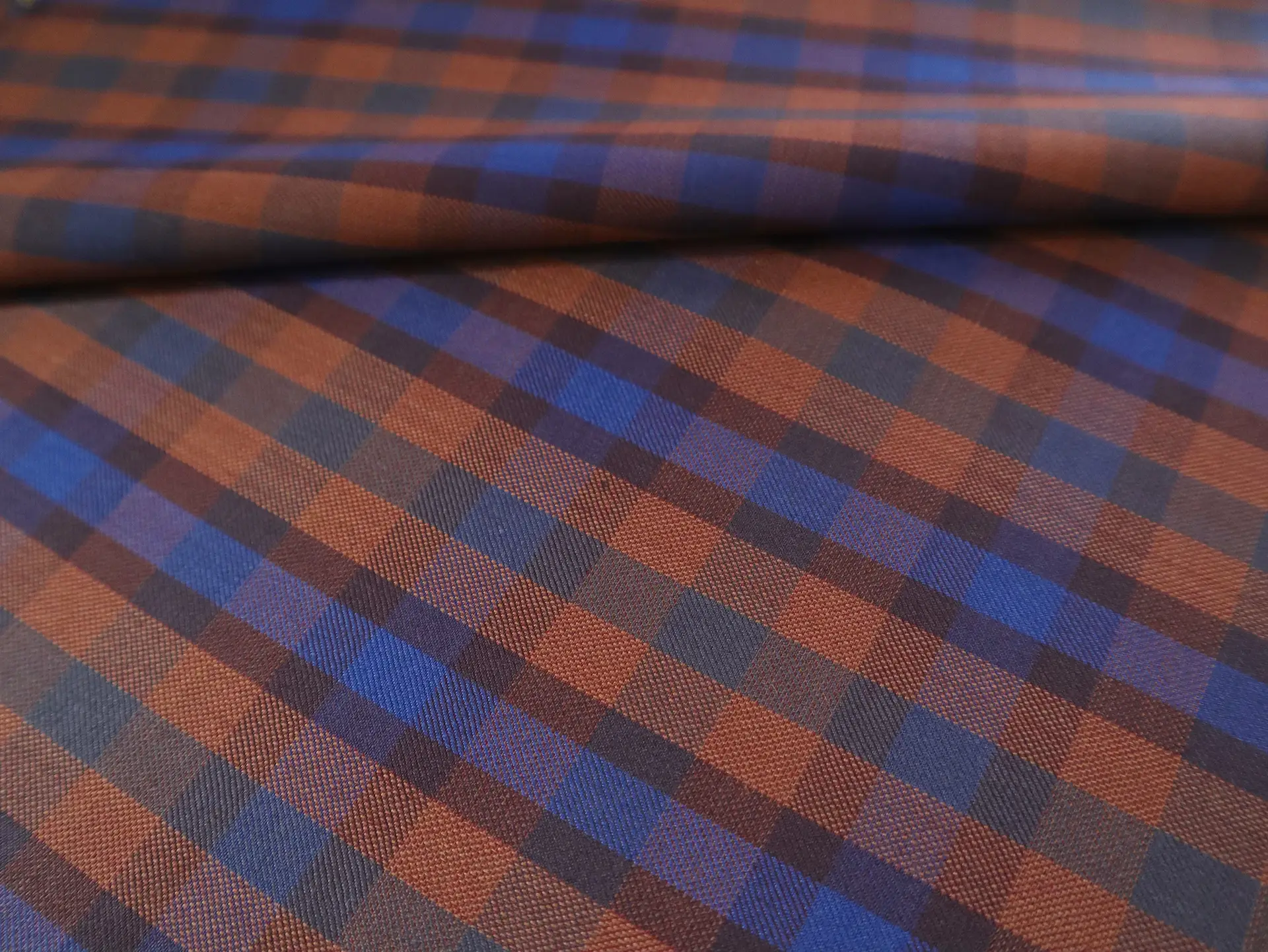 Super Fine Wool Blend Plaid Suiting in Rust