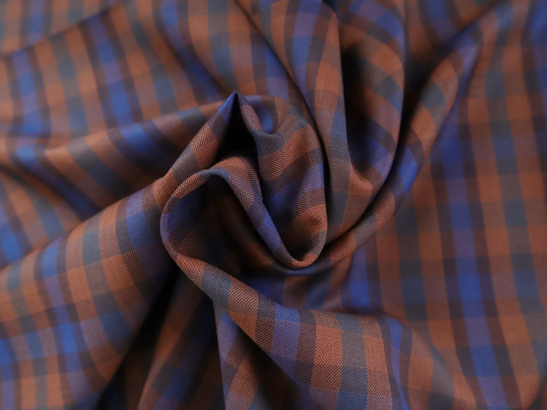 Super Fine Wool Blend Plaid Suiting in Rust