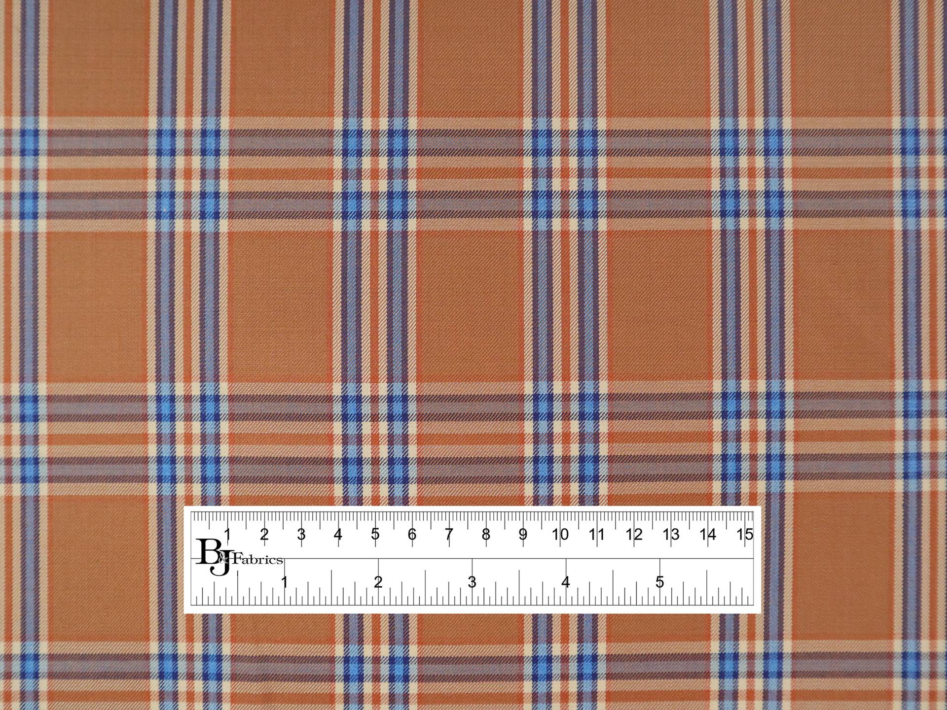 Super 160s Wool Blend Plaid Suiting in Copper