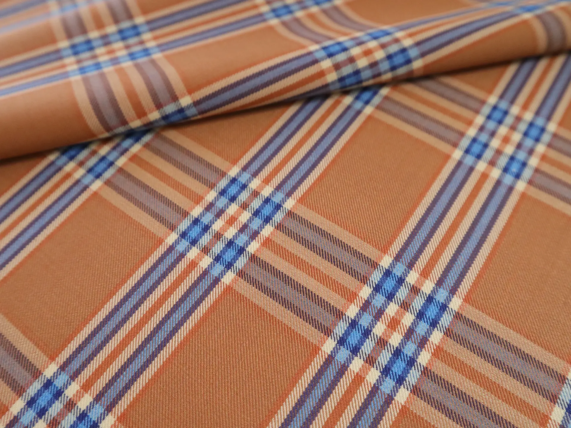 Super 160s Wool Blend Plaid Suiting in Copper