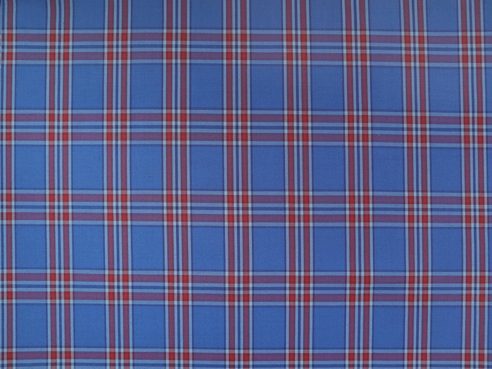 Super 160s Wool Blend Plaid Suiting in Azure