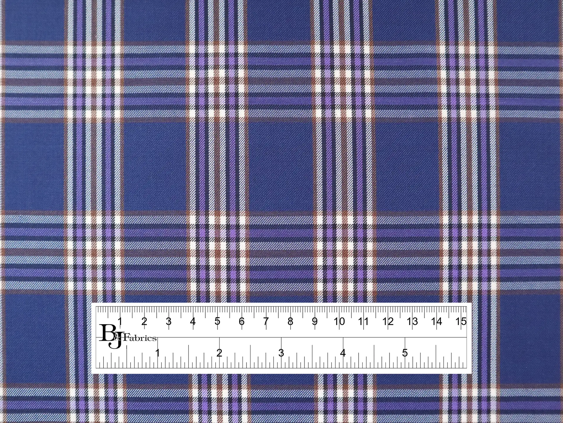 Super 160s Wool Blend Plaid Suiting in Dark Blue