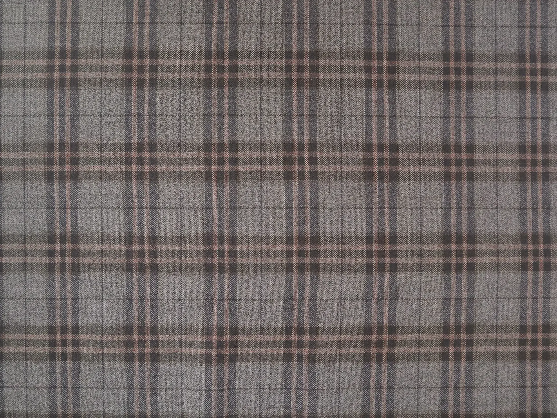 Extra Fine Wool Plaid Suiting in Black Smoke