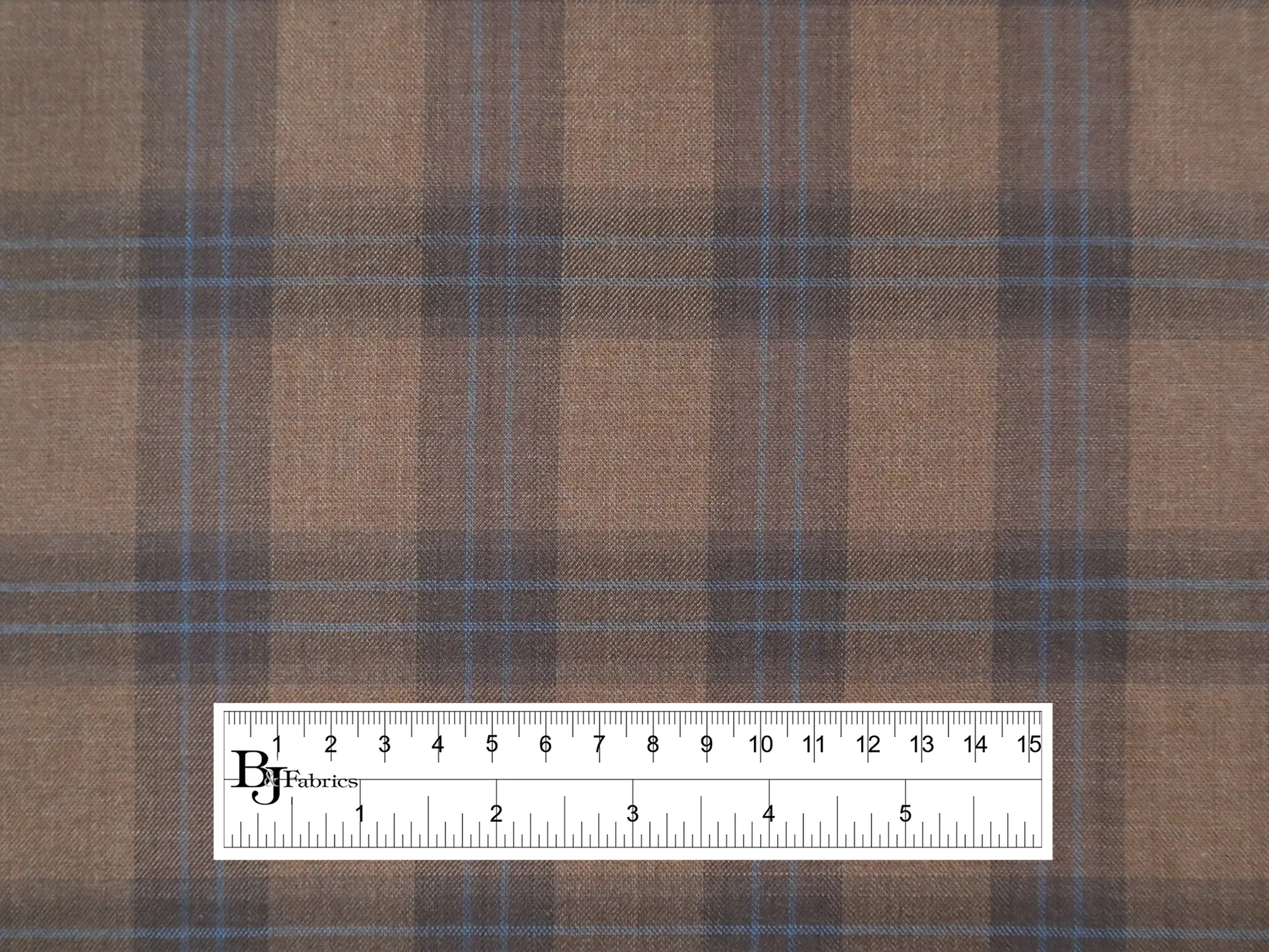 Extra Fine Wool Plaid Suiting in Coffee