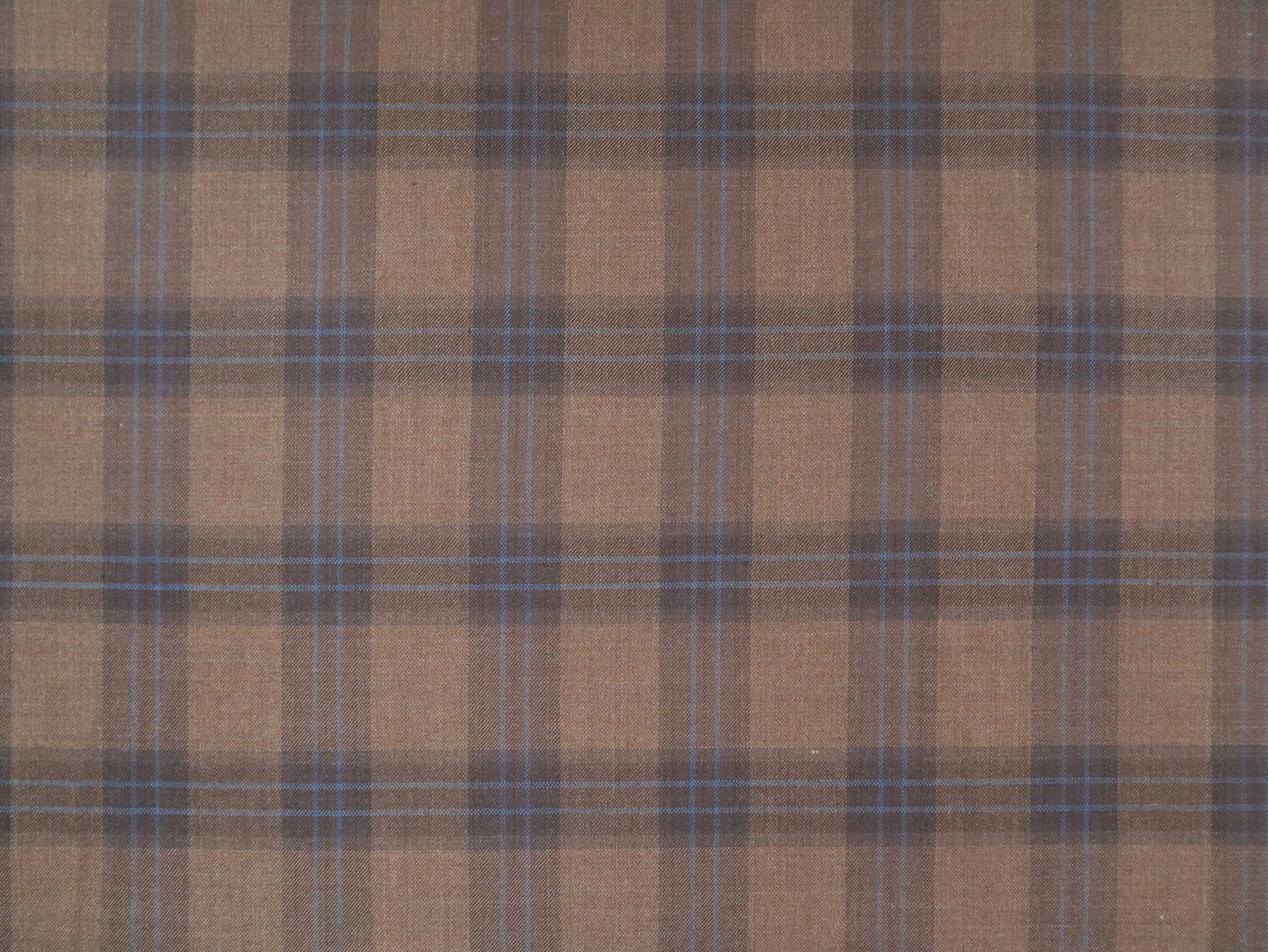 Extra Fine Wool Plaid Suiting in Coffee