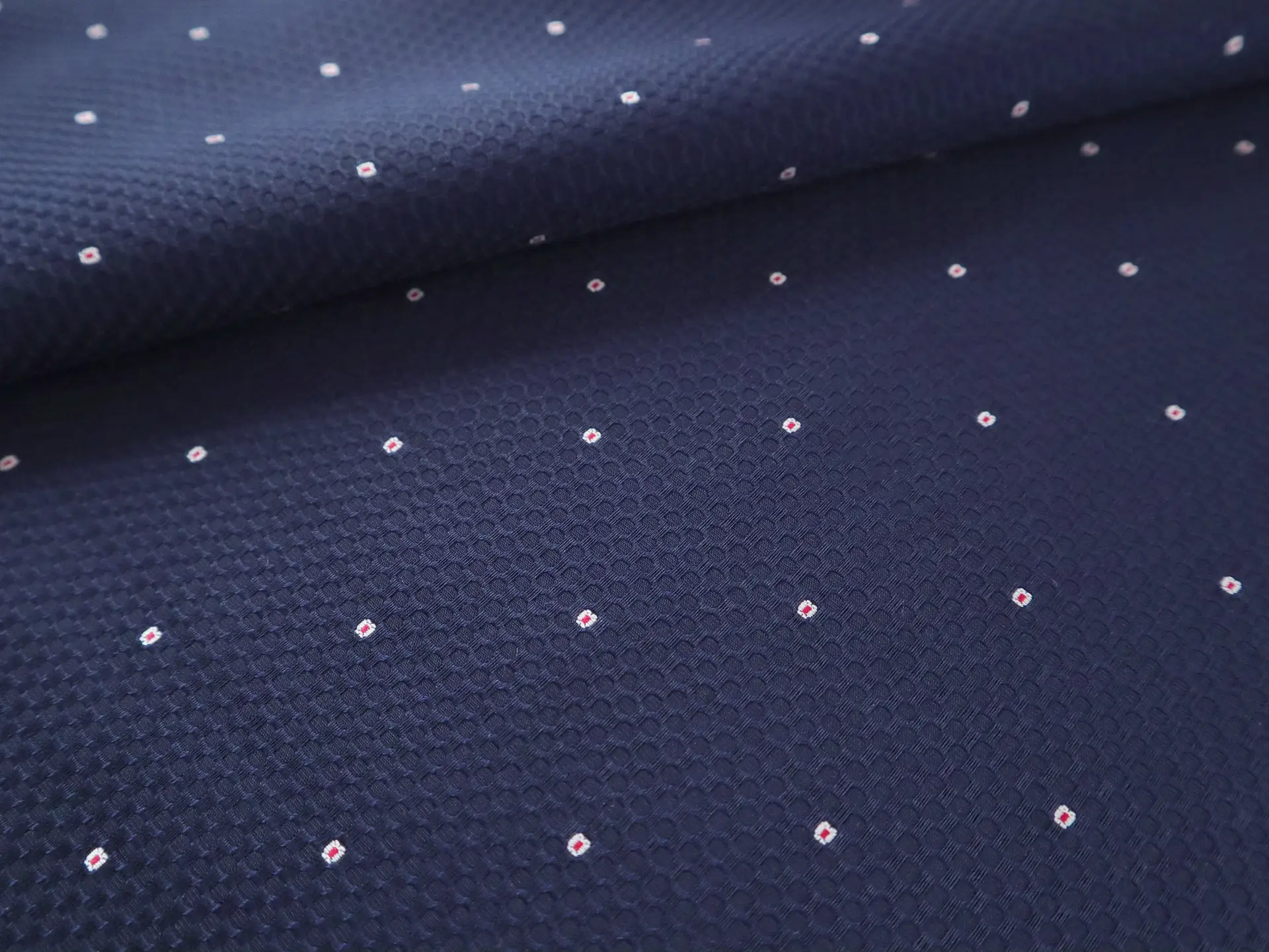 Two-Ply Cotton Birdseye Piqué in Navy