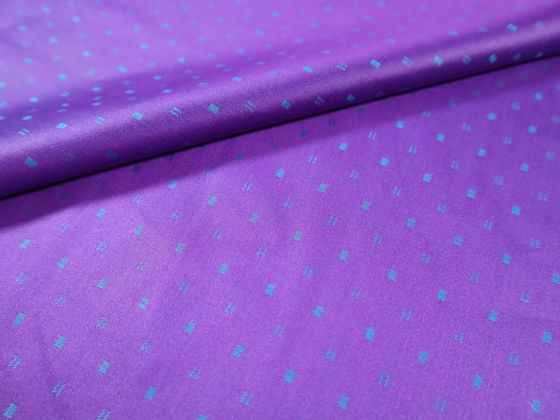 Cotton Dobby Sateen in Teal & Purple