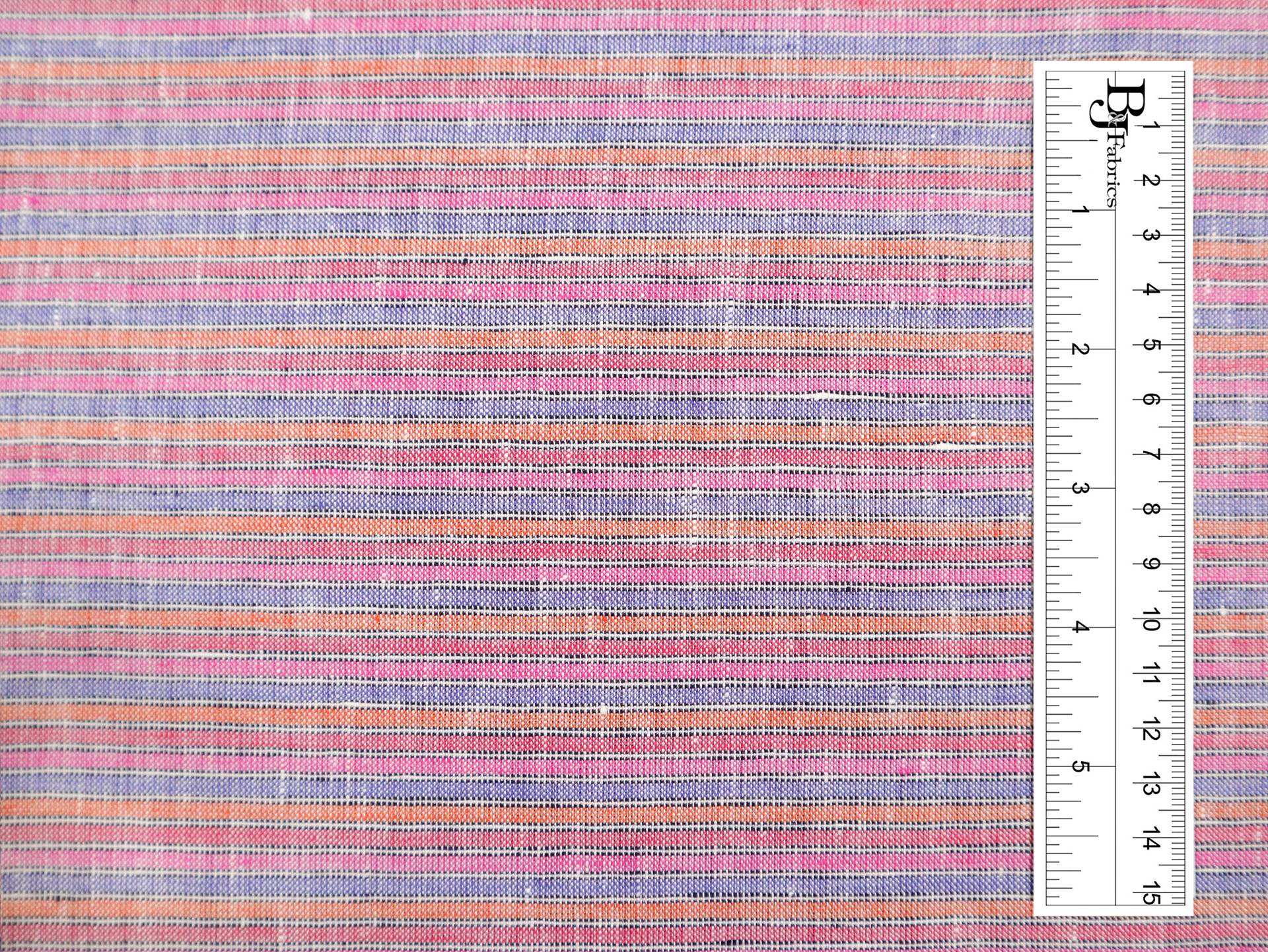 Multi Colored Striped Linen in Red & Purple