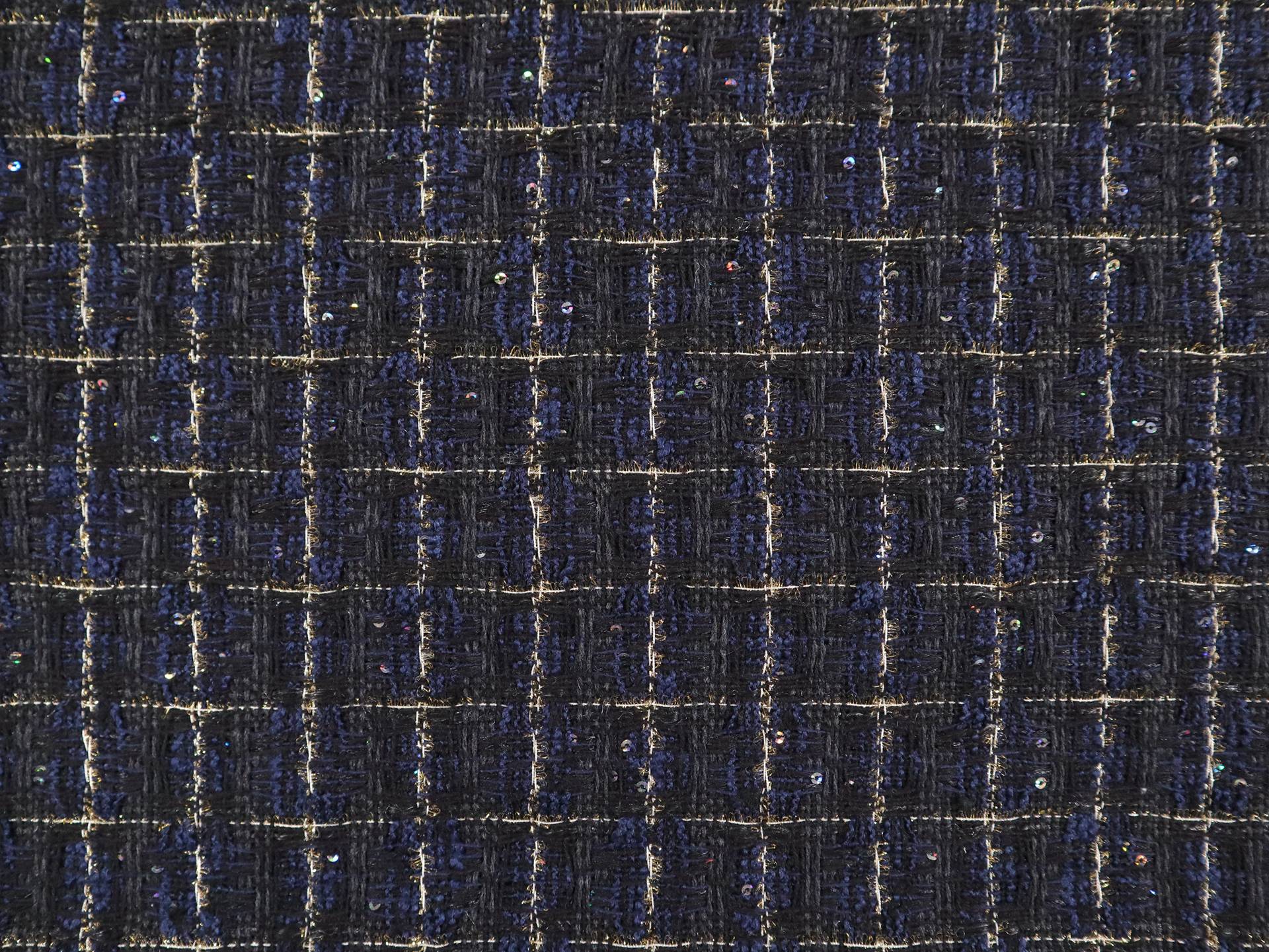 Metallic Tweed with Plaid Pattern in Black & Navy