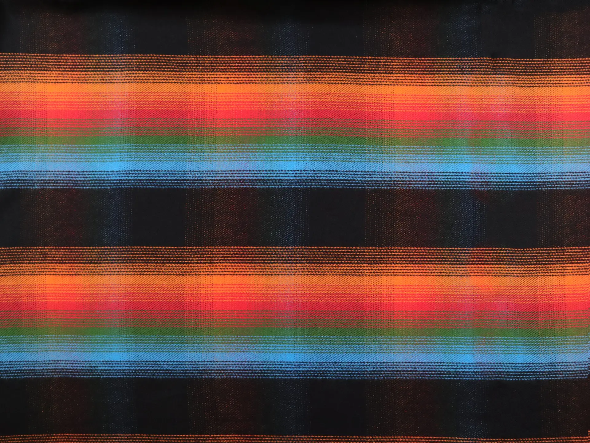 Double Faced Cotton Flannel Plaid in Black Rainbow