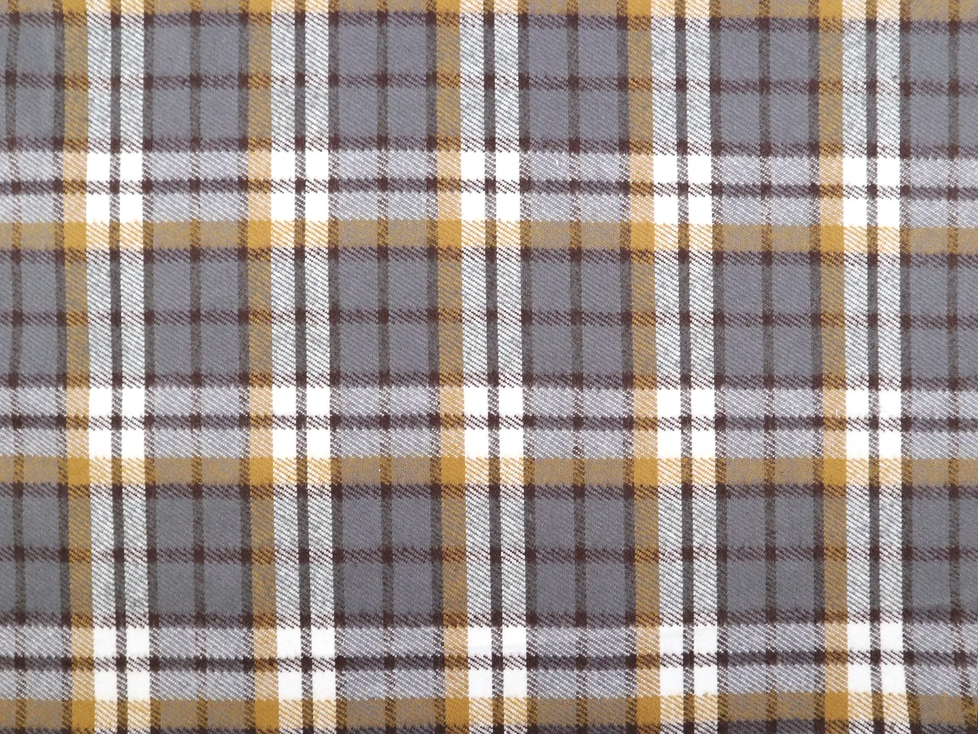 Cotton Flannel Plaid in Grey & Gold