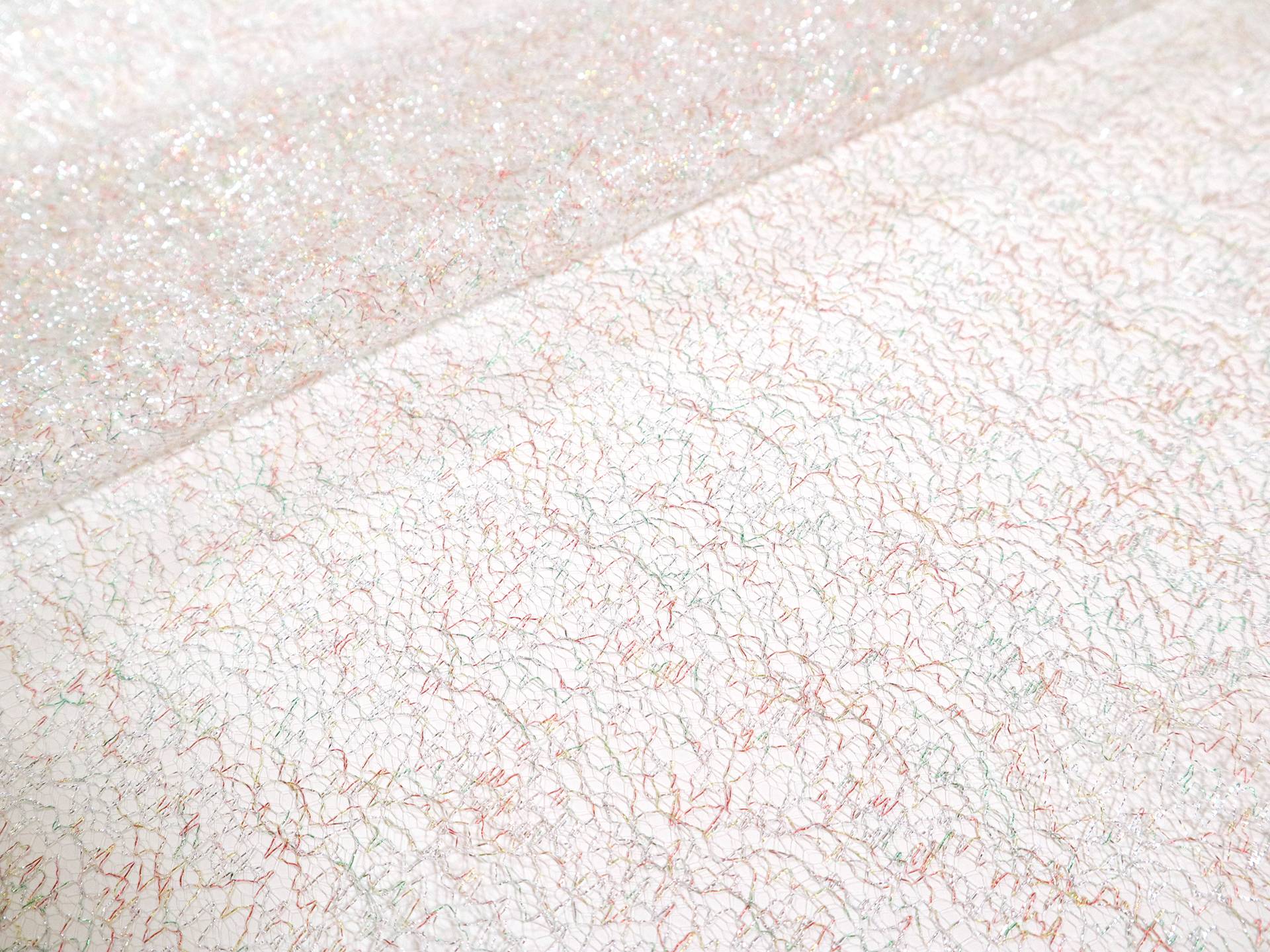 Metallic Novelty Tulle in Silver Confetti 
