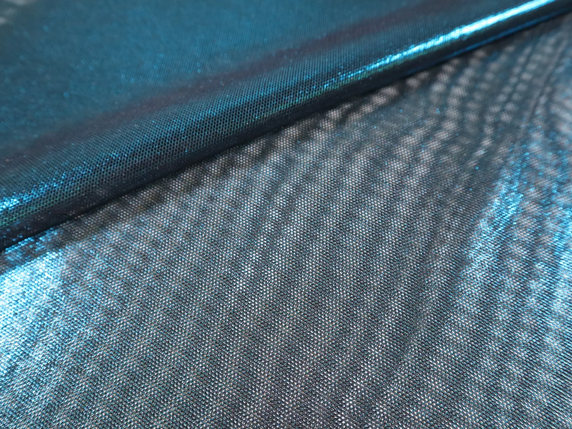 Foil Power Mesh in Turquoise & Black