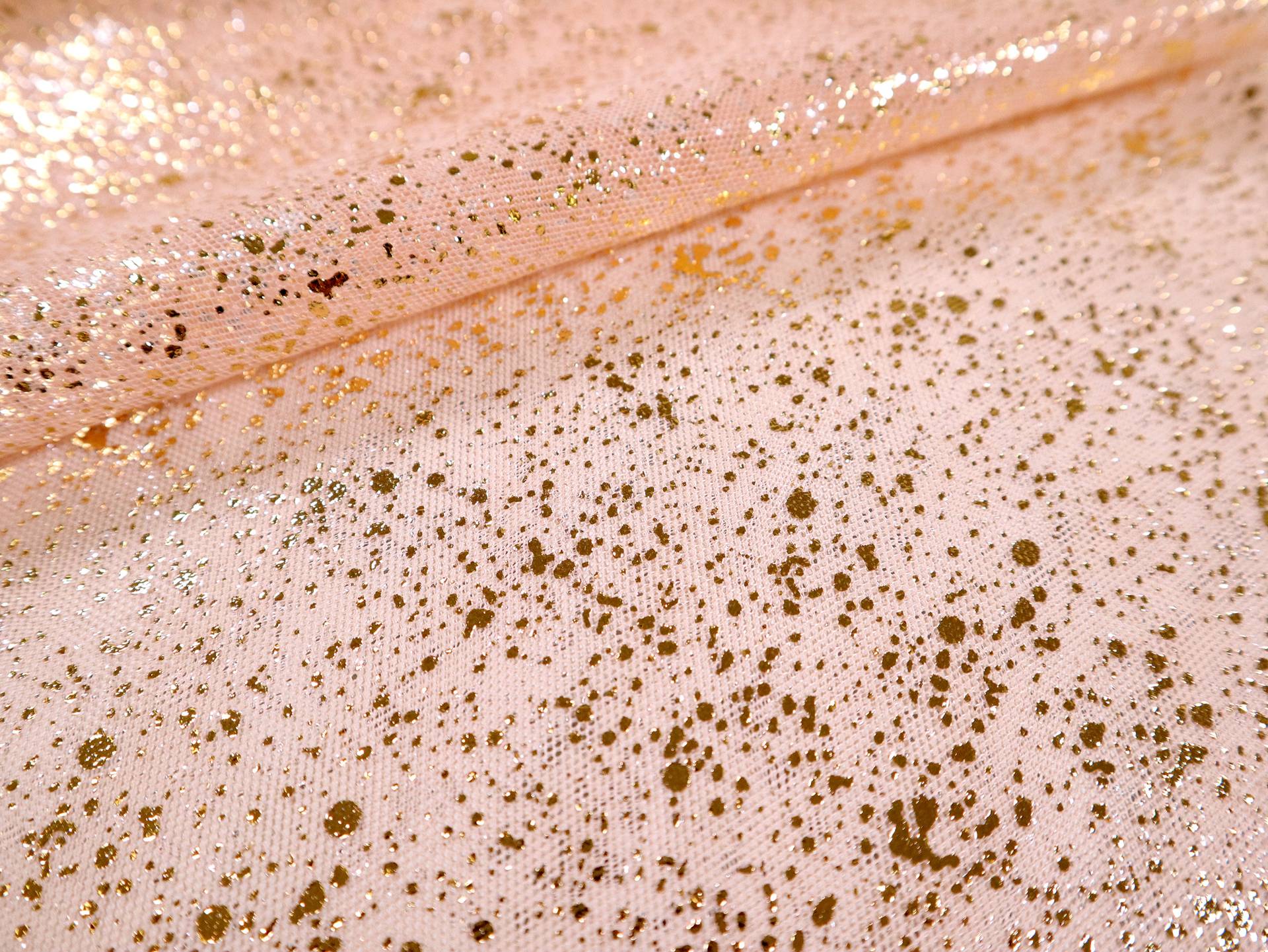 Metallic Speckled Tulle in Peach & Gold