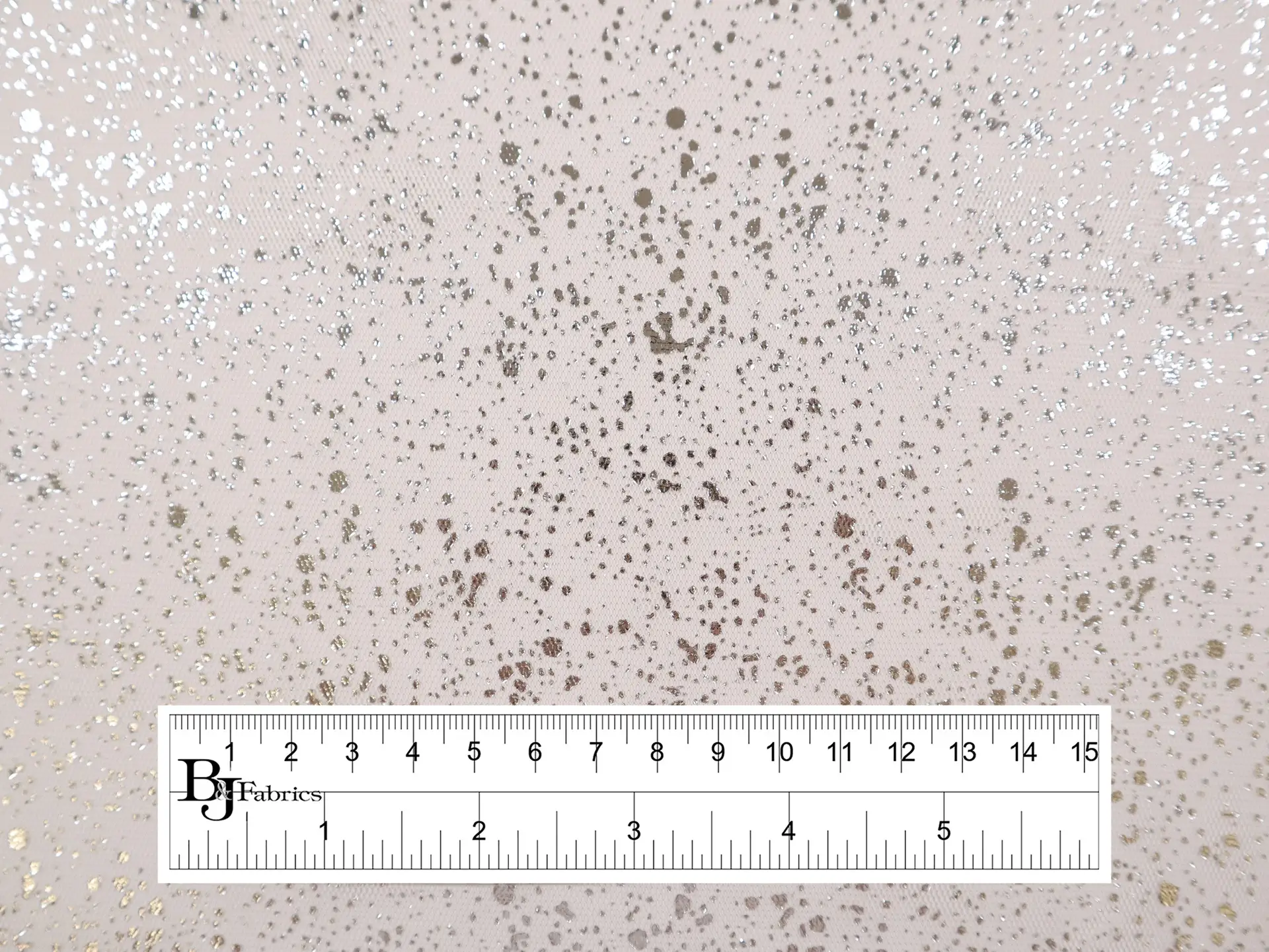 Metallic Speckled Tulle in Ivory & Silver