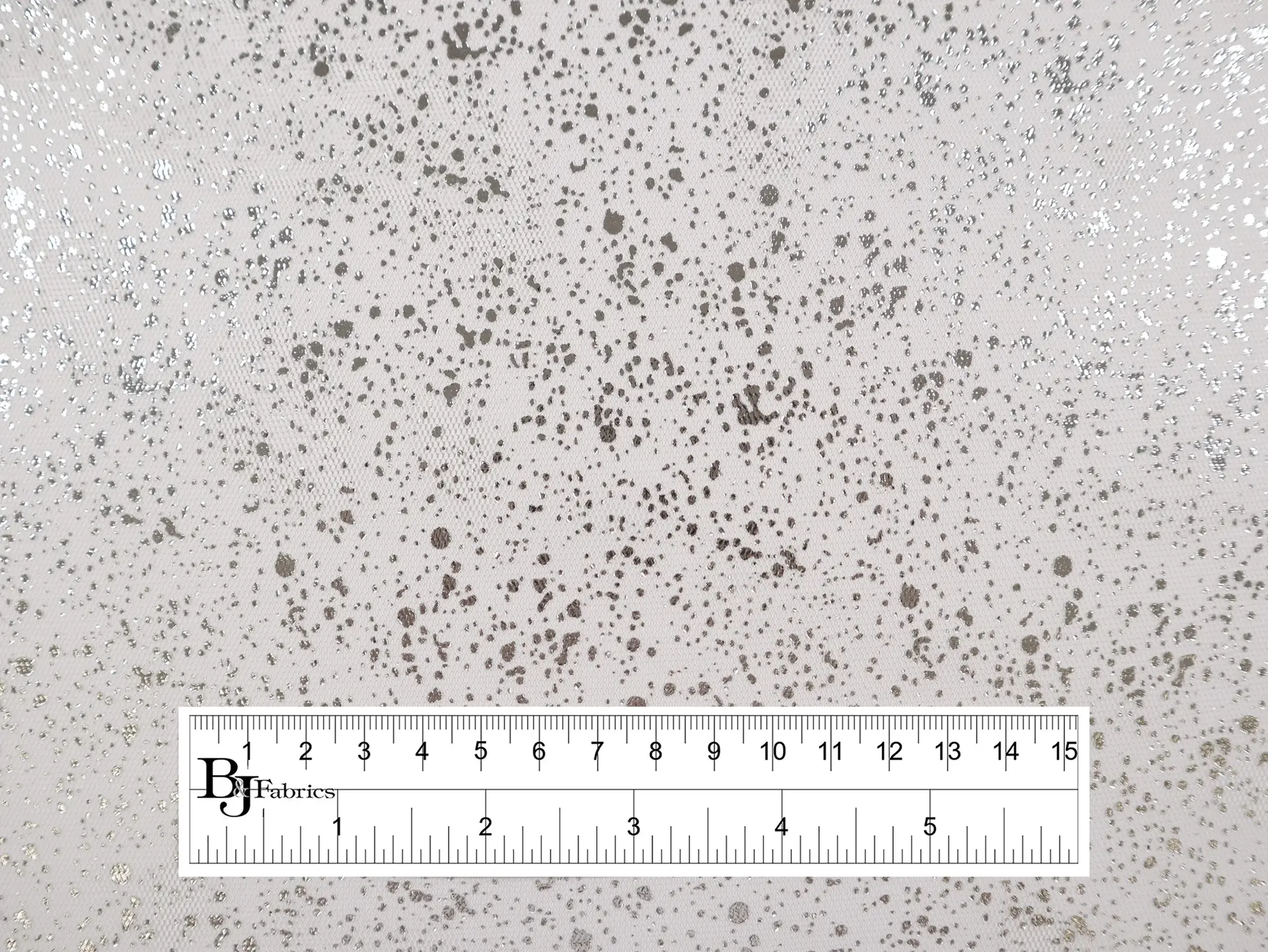 Metallic Speckled Tulle in White & Silver